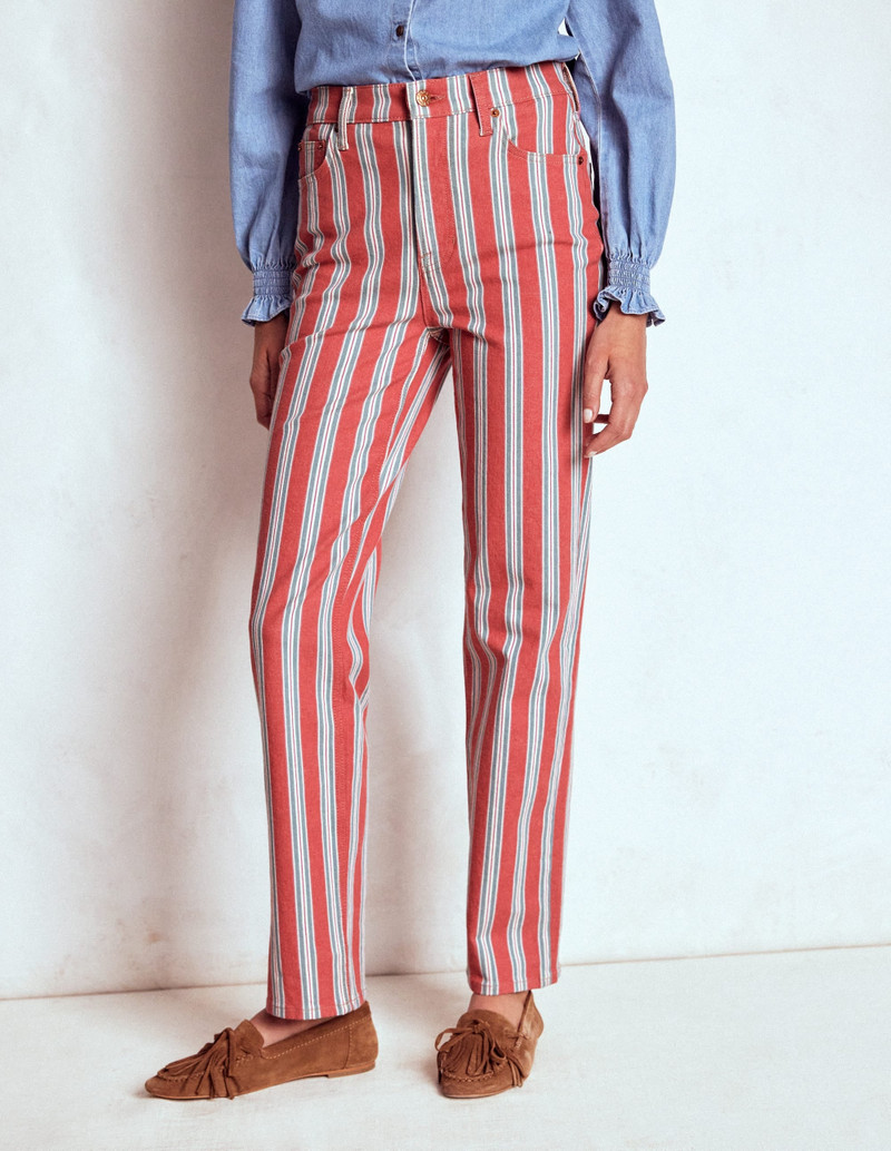 High Rise Stripe Jeans-Red, Blue and Pink Stripe 6