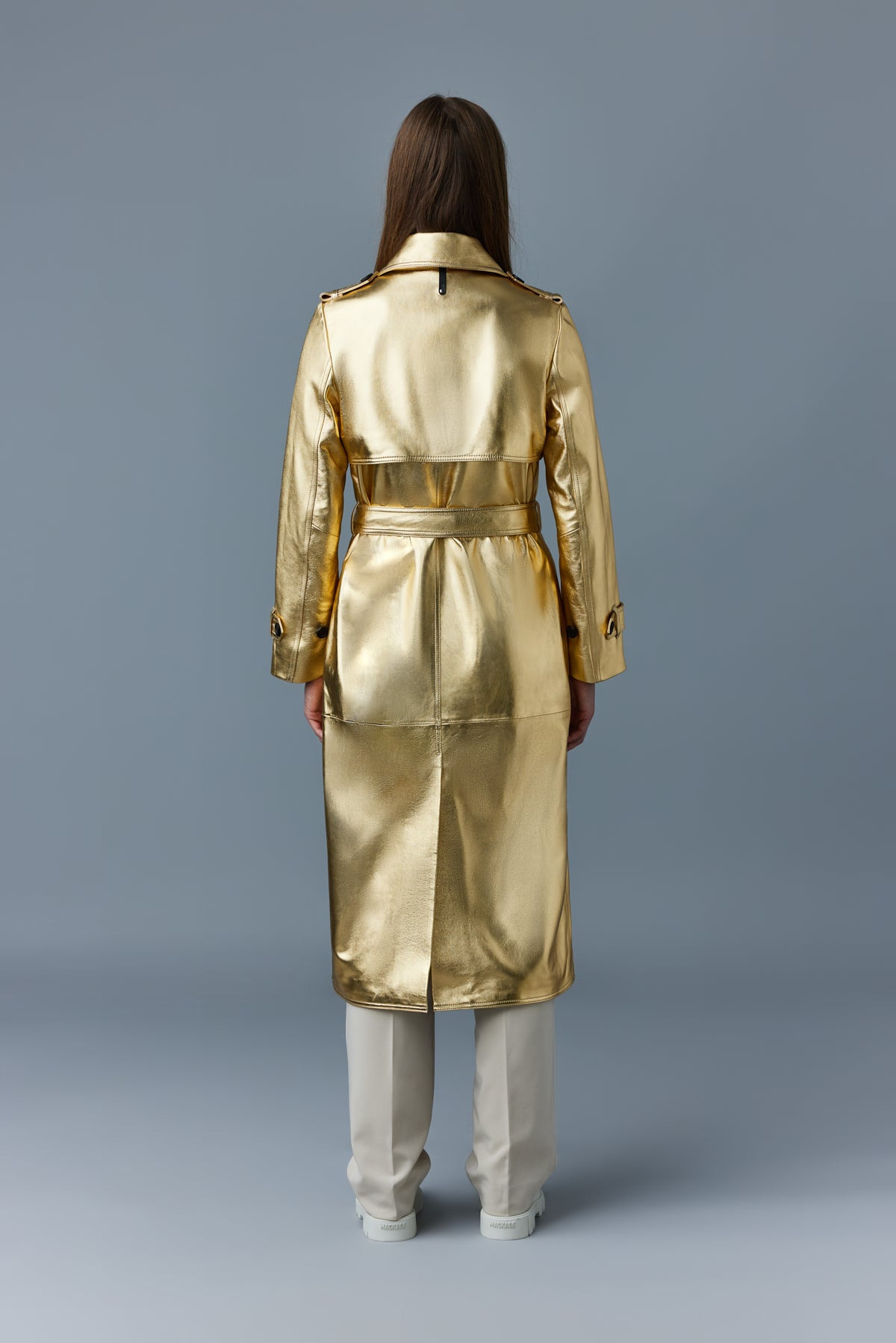 GAEL (R) leather trench coat with belt - 5