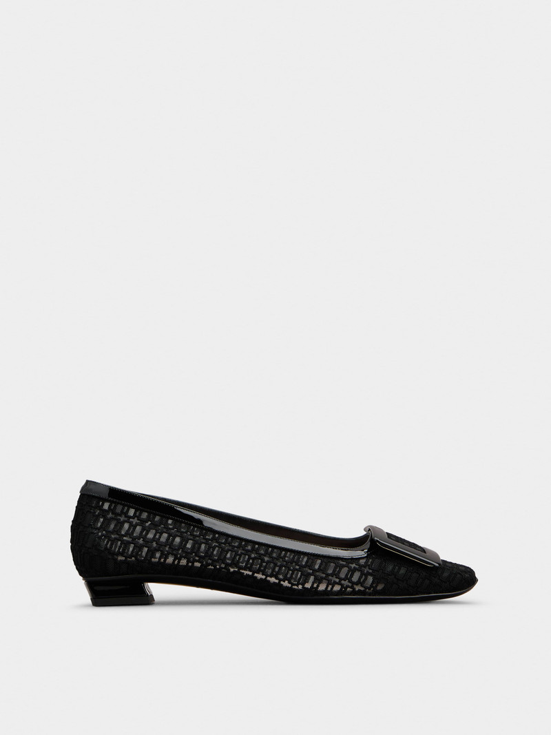 Belle Vivier Net Lacquered Buckle Pumps in Fabric 1