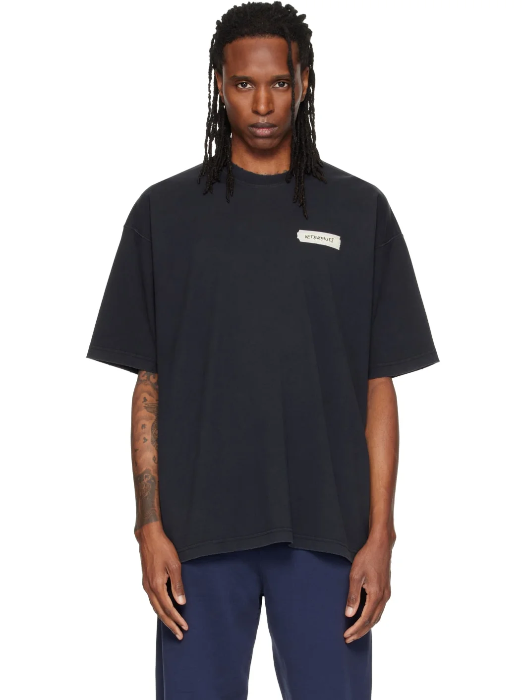 Black Scribbled Logo Oversized T-shirt - 1