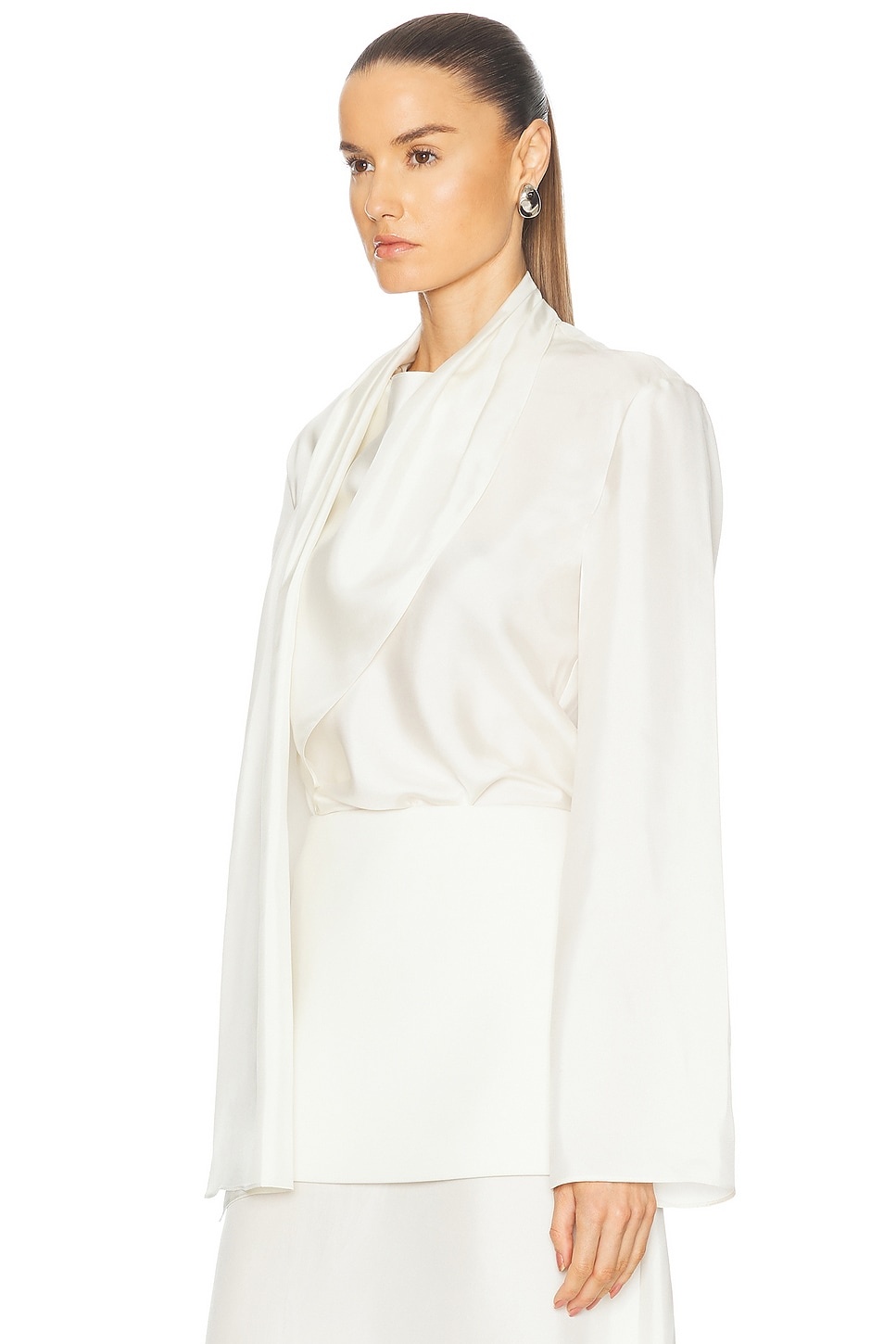 Long Sleeve Silk Foulard Top - 3