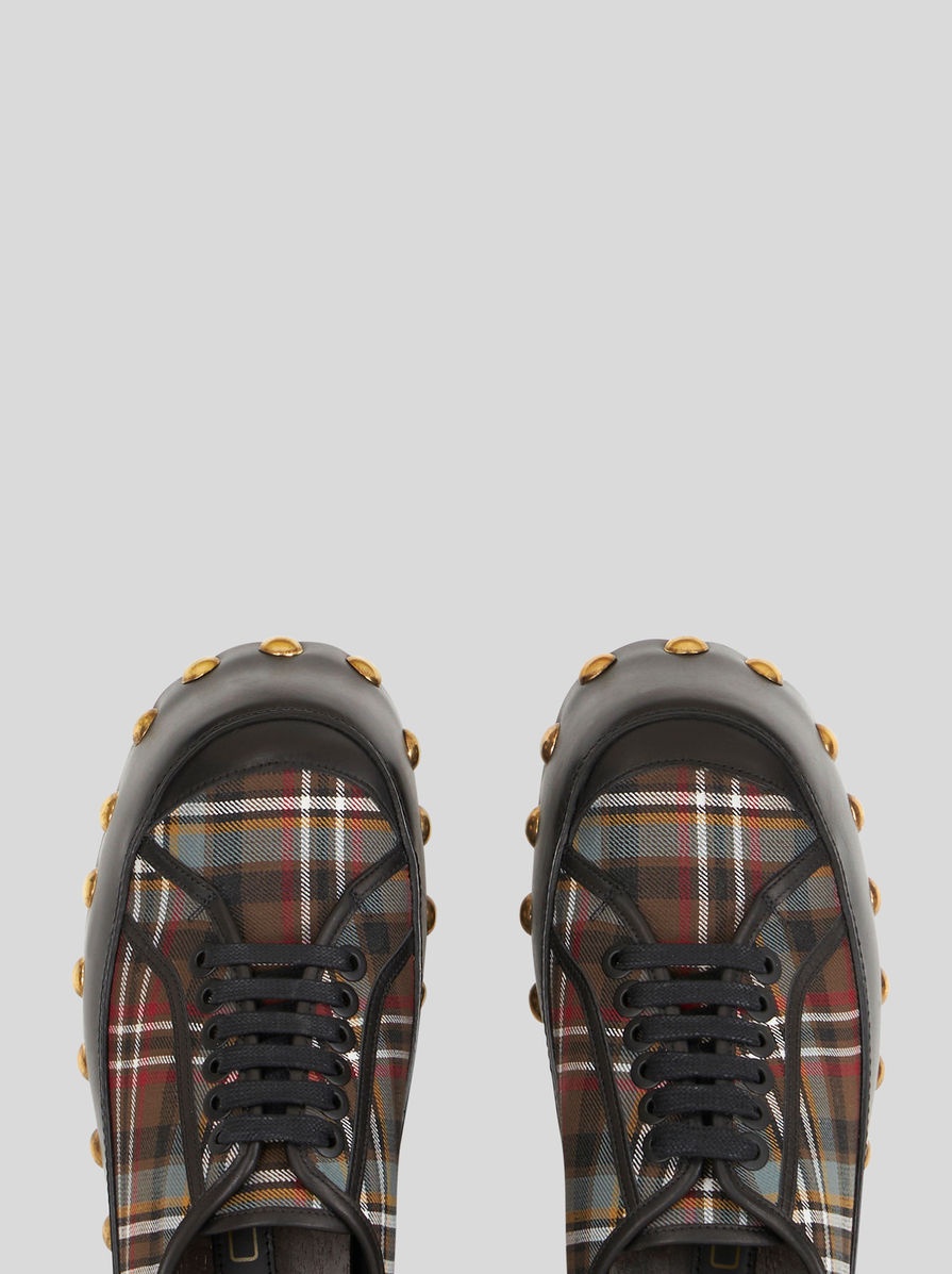 CHECK SNEAKER WITH WOODEN SOLE - 2