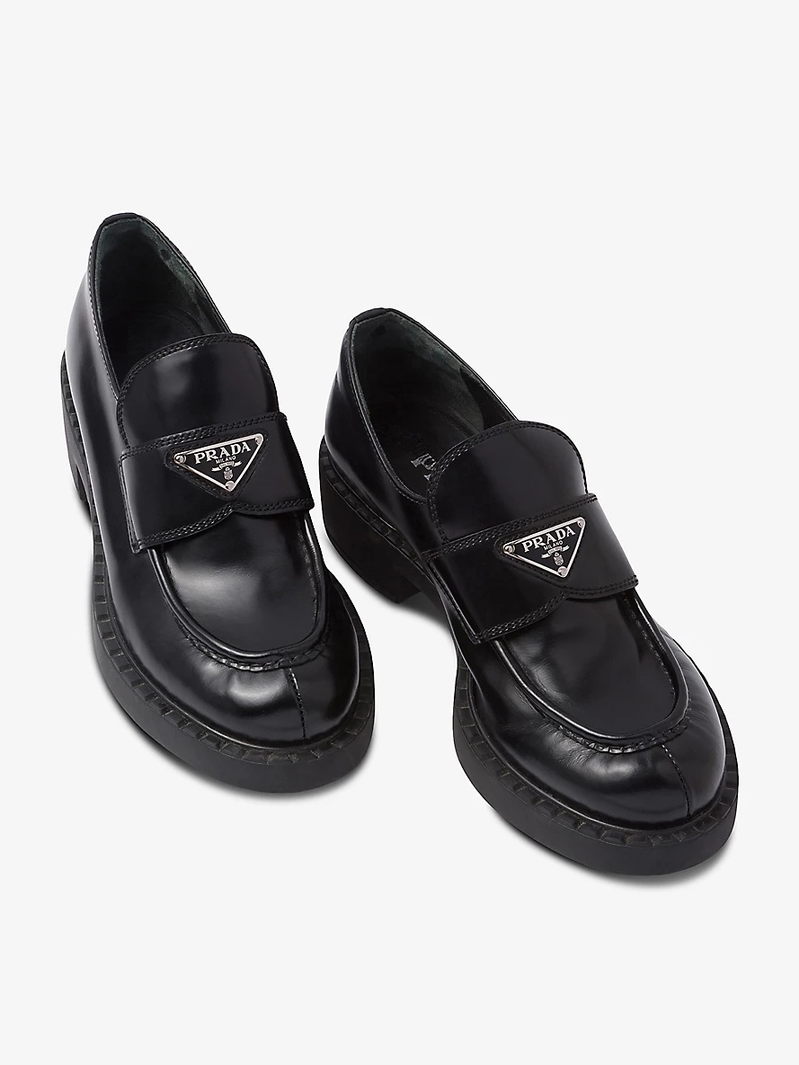 Logo-plaque leather loafers - 3