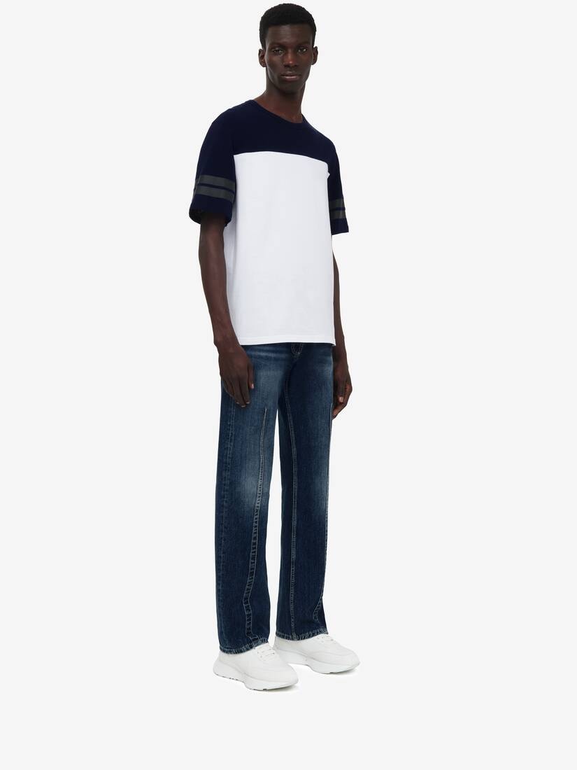 Men's Hybrid T-shirt in White/indigo - 3