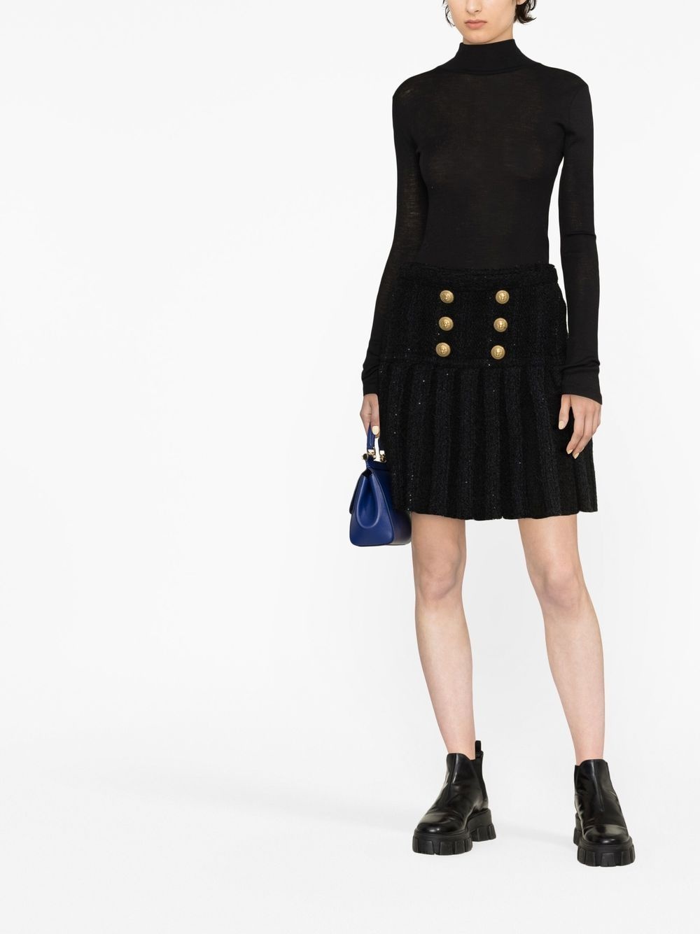 high-waisted button-detail skirt - 2