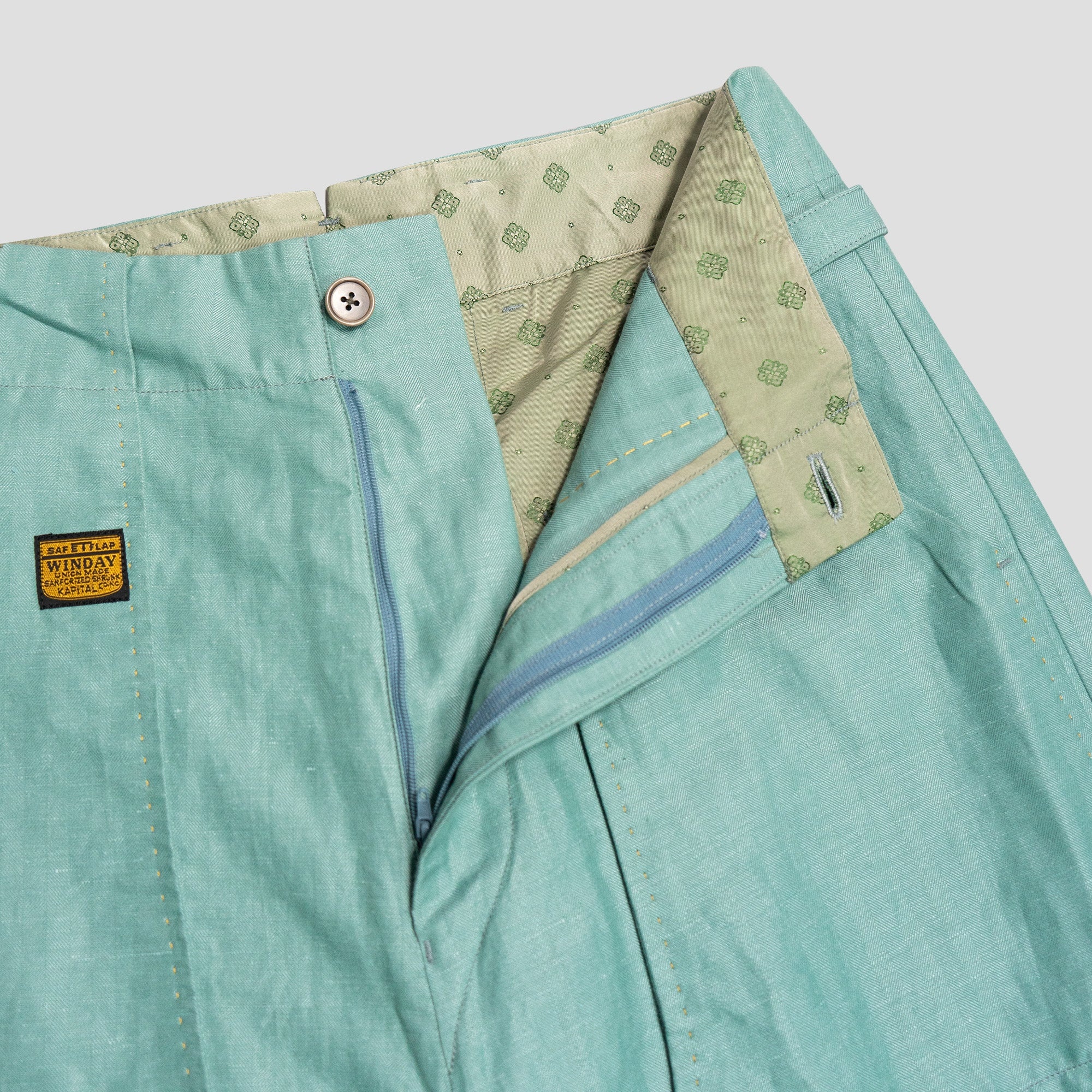 COTTON/LINEN GRANDRELLE HERRINGBONE LUMBER PANTS - 2