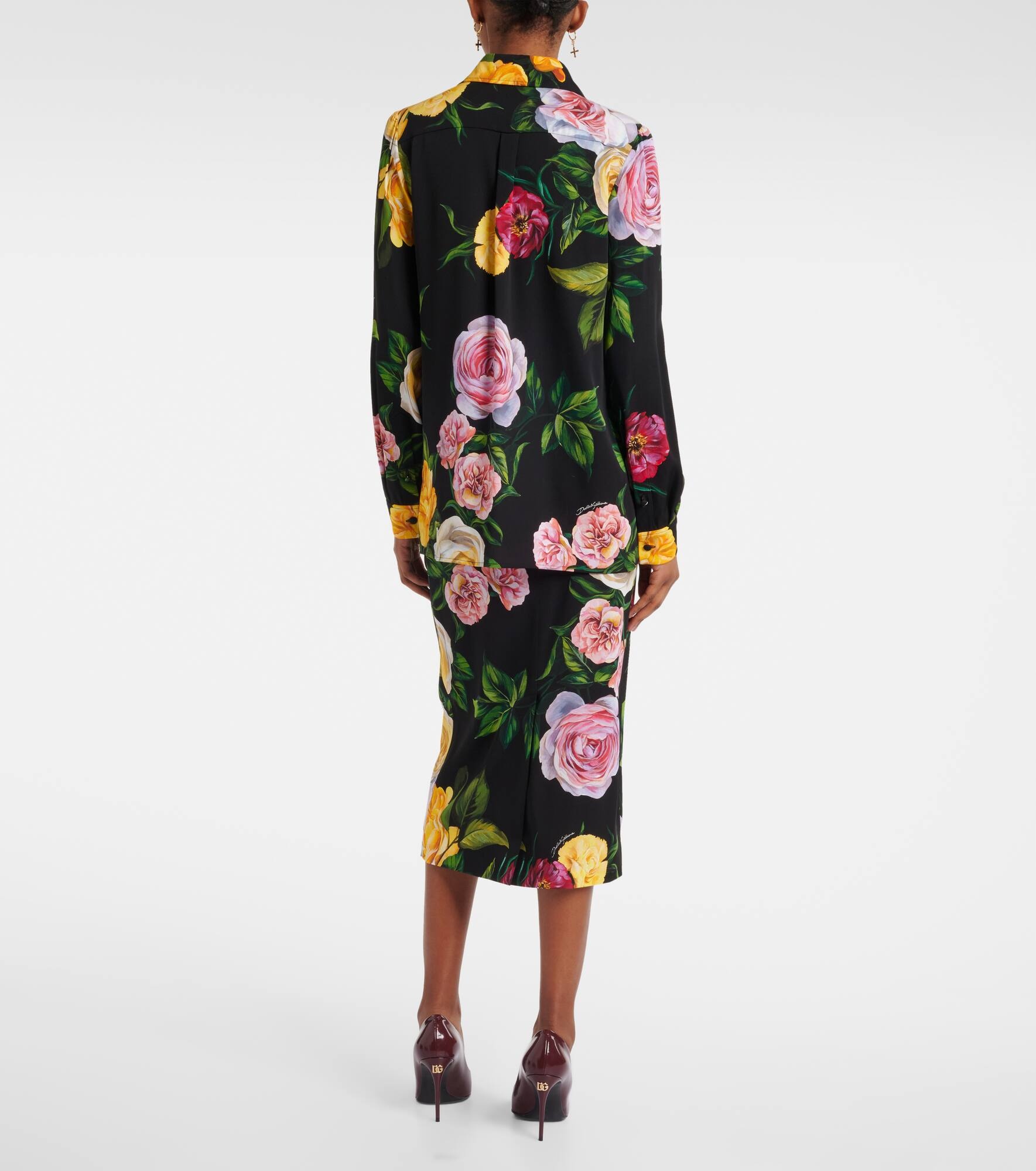 Floral silk-blend charmeuse shirt - 3