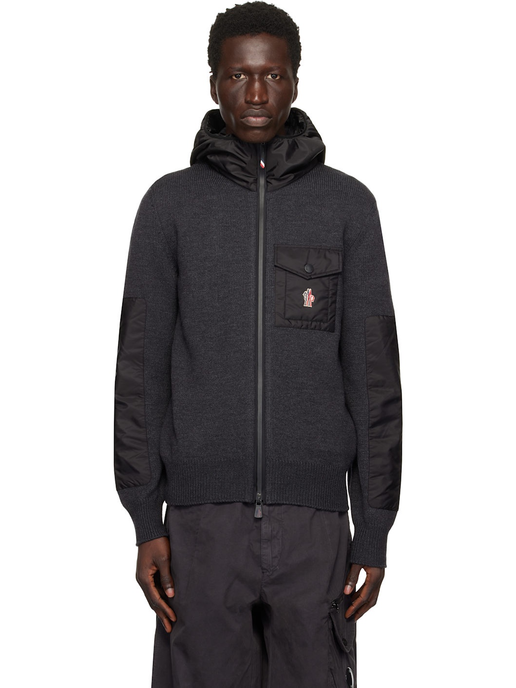 Gray Wool Zip-Up Hoodie - 1