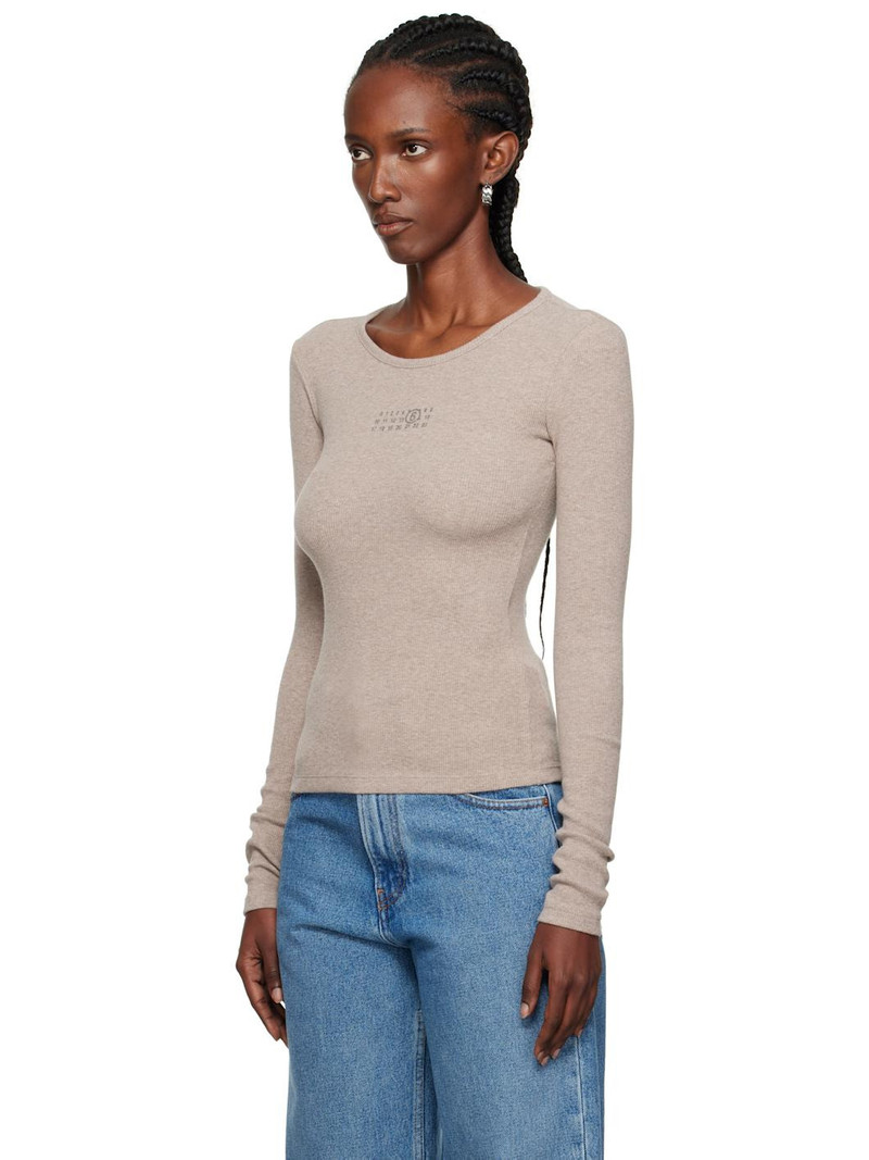 MM6 Maison Margiela Taupe Wool-Blend Rib Jersey Long-Sleeved T-shirt outlook