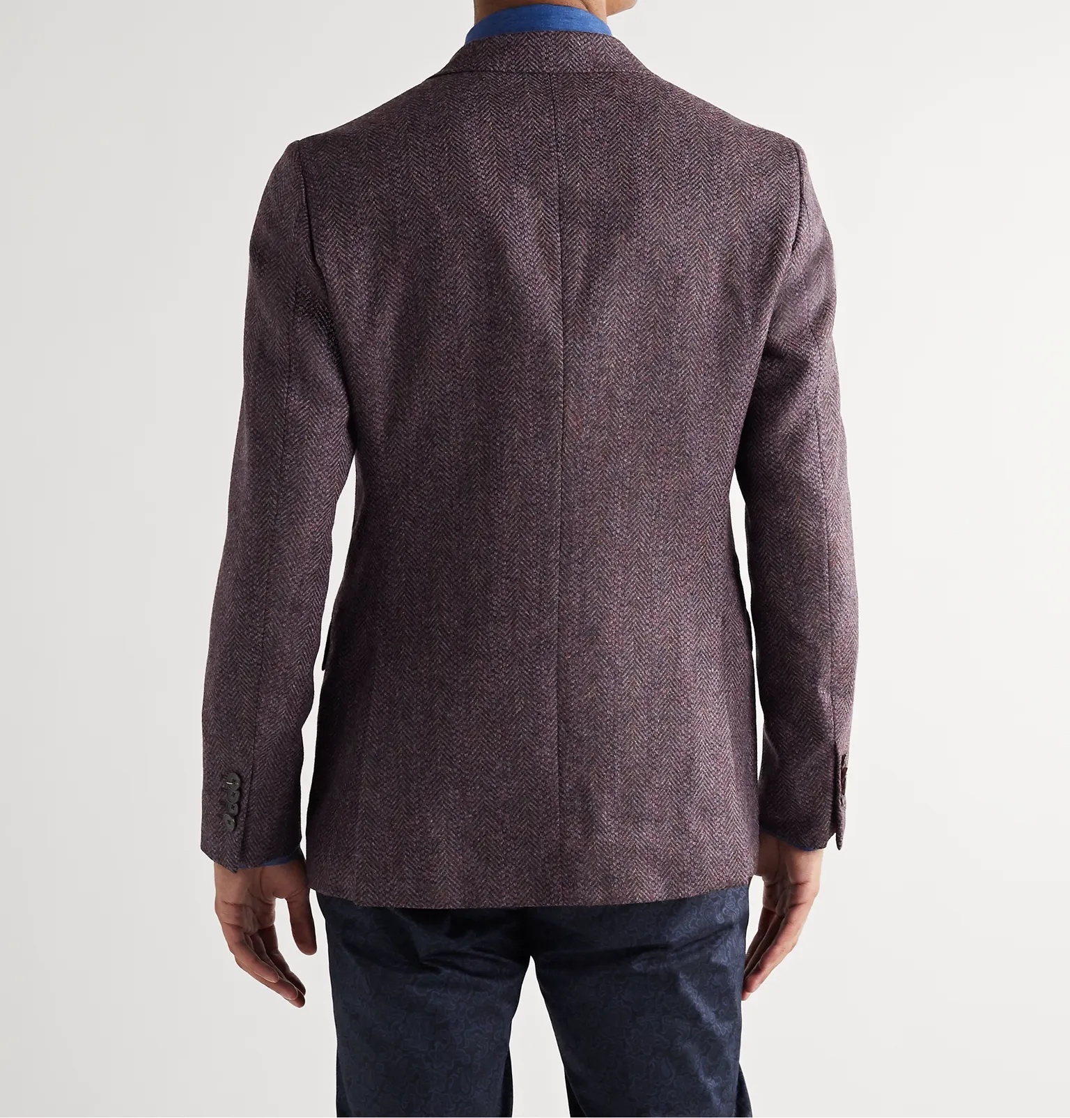 Unstructured Herringbone Wool Blazer - 4