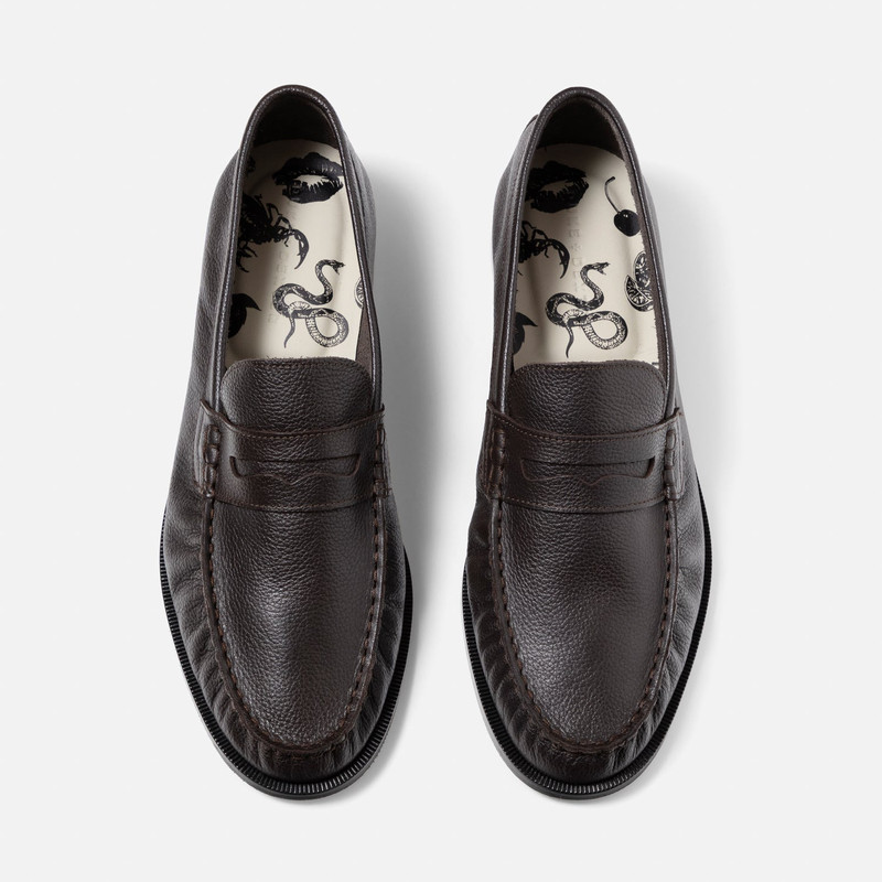 Ezra Chestnut Pebble Pleated Penny Loafer - Men's 4