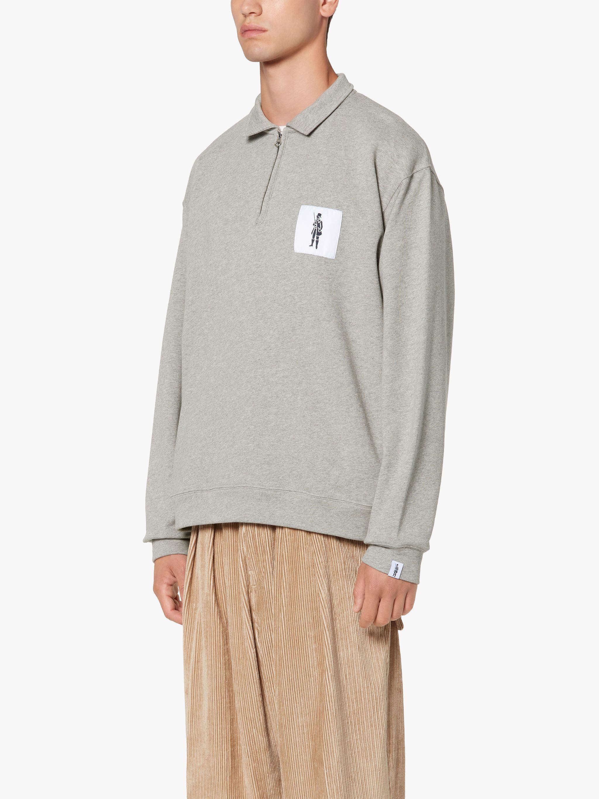 GREY COTTON ZIP FRONT SWEATSHIRT | GJM-200 - 3