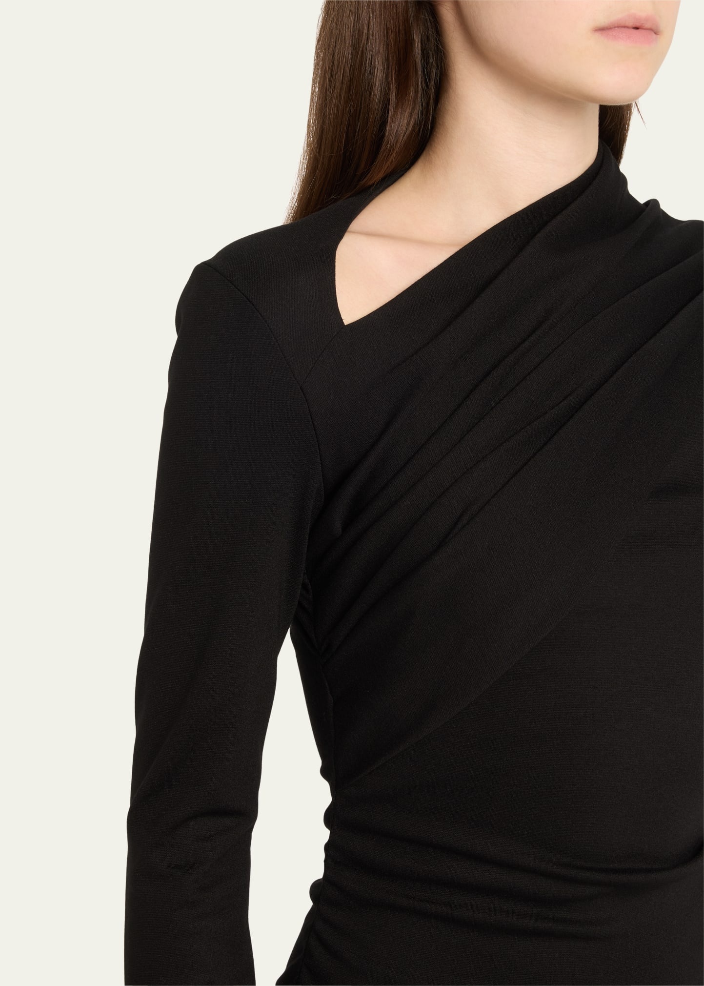 Asymmetric Long-Sleeve Jersey Dress - 5