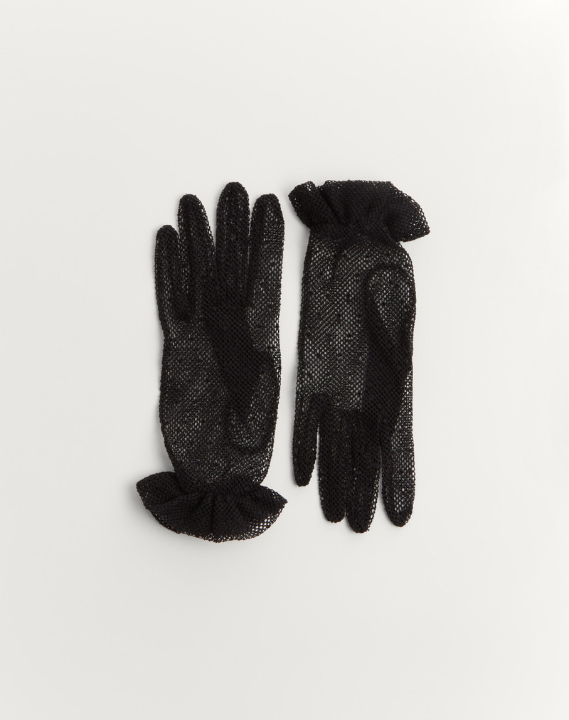 VLOGO SIGNATURE GLOVES IN COTTON AND TULLE - 1