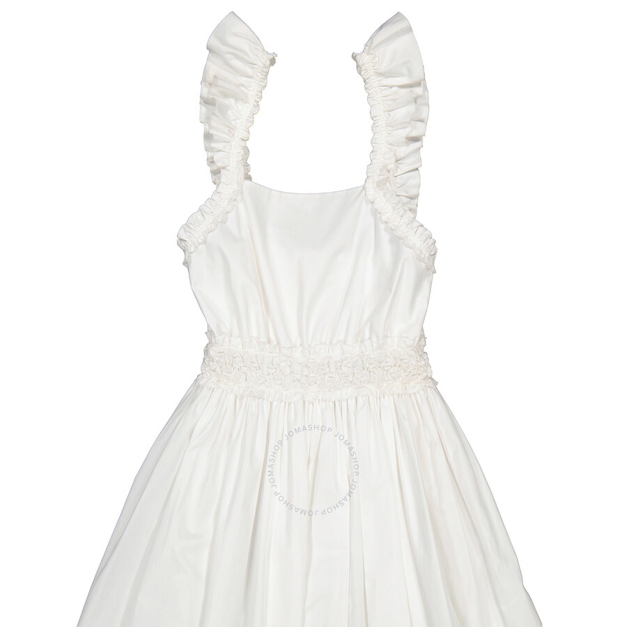 Chloe Ladies White Long Sleeveless Dress With Ruches And Ruffles - 7