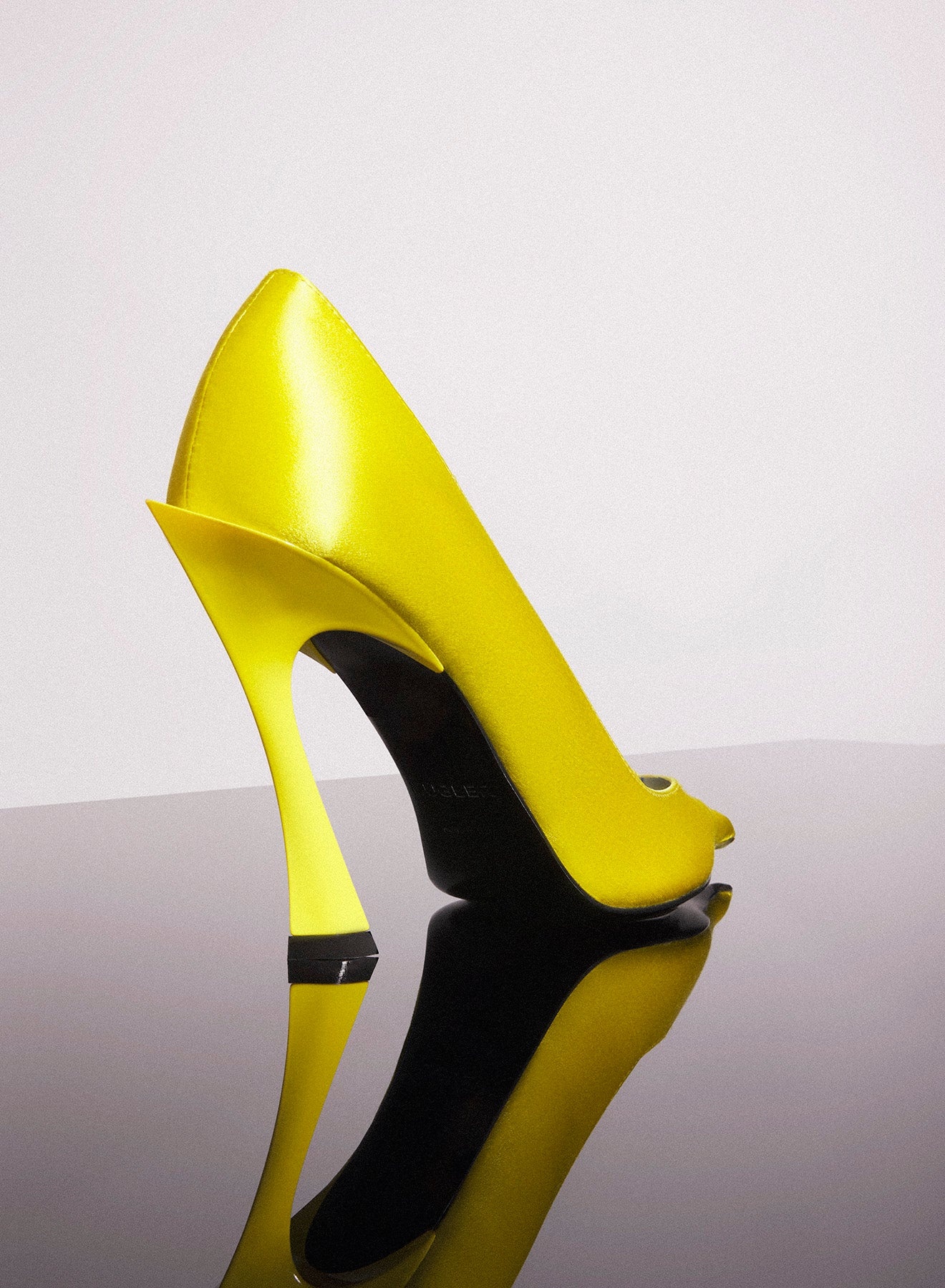 yellow leather fang 95 satin pump - 3