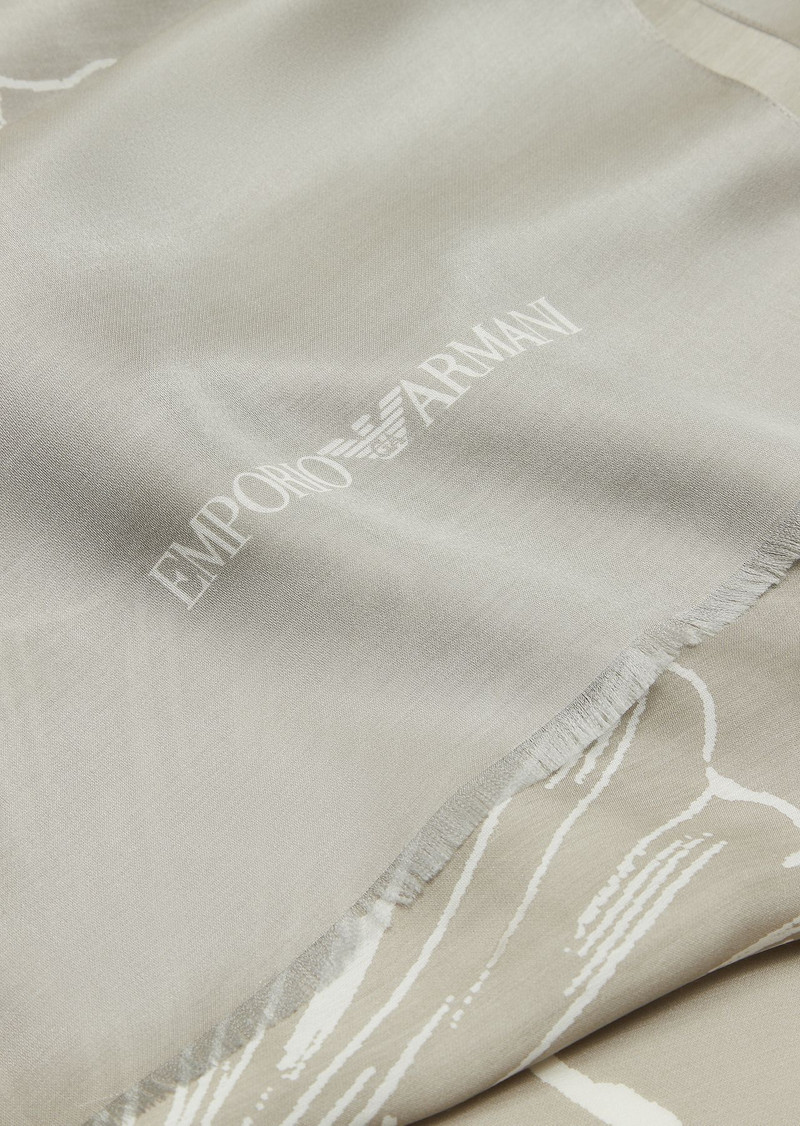 EMPORIO ARMANI Ginkgo-print viscose and silk blend stole outlook