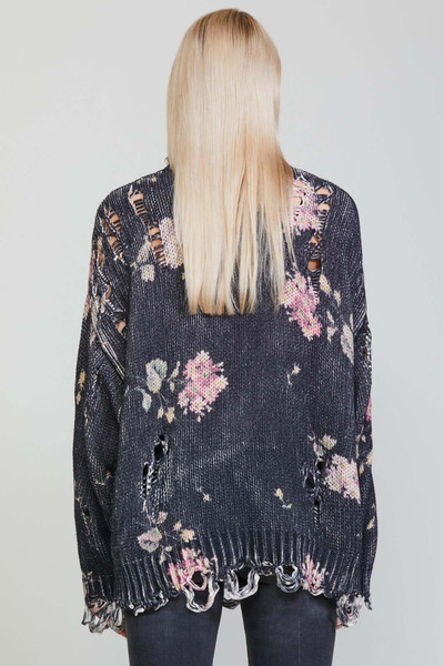 R13 DISTRESSED OVERSIZED SWEATER - FLORAL ON BLACK outlook