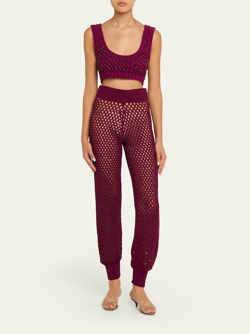 diotima Antilles Crystal Crochet Knit Jogger Pants outlook