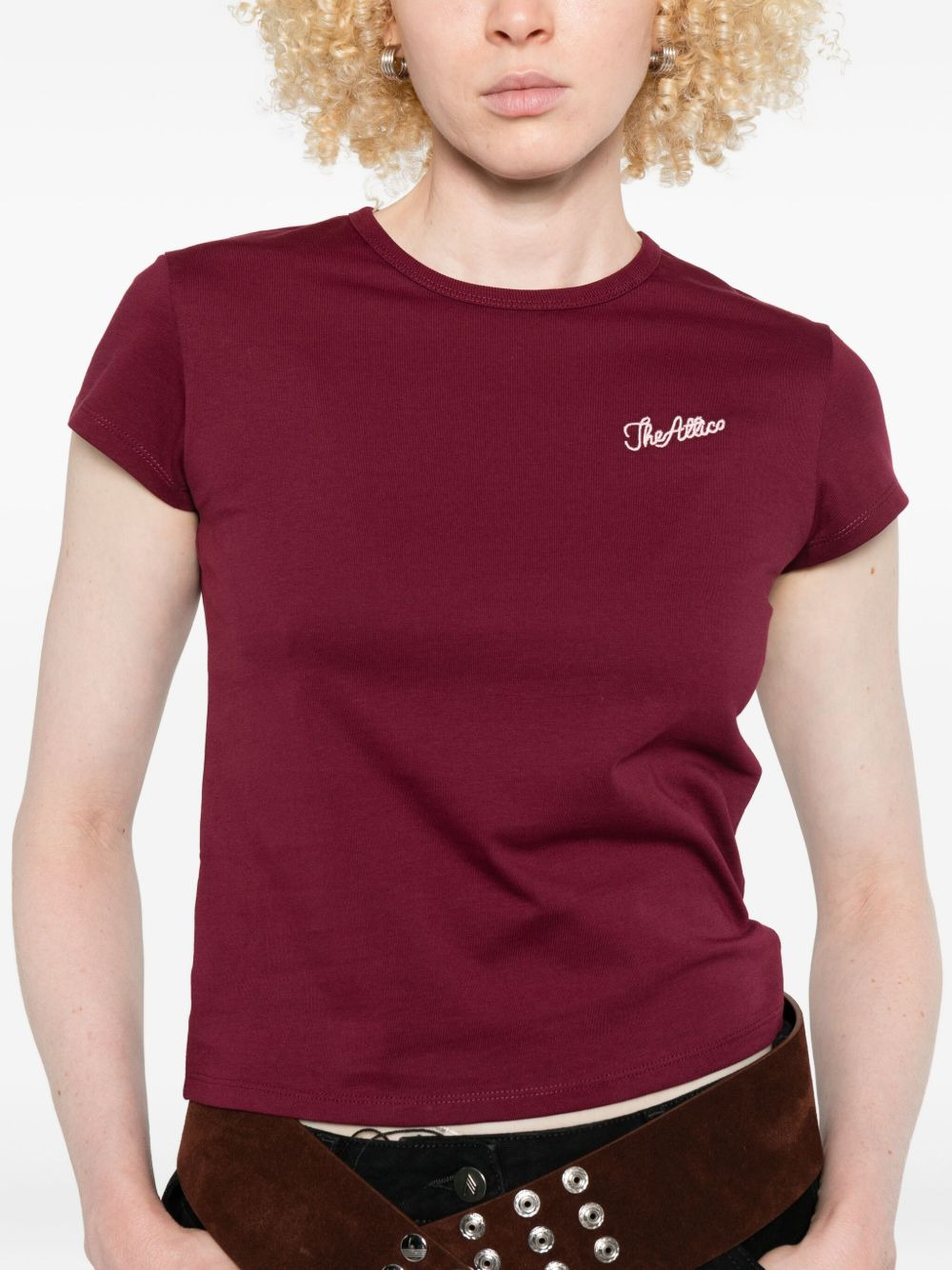 logo-embroidered cotton T-shirt - 5