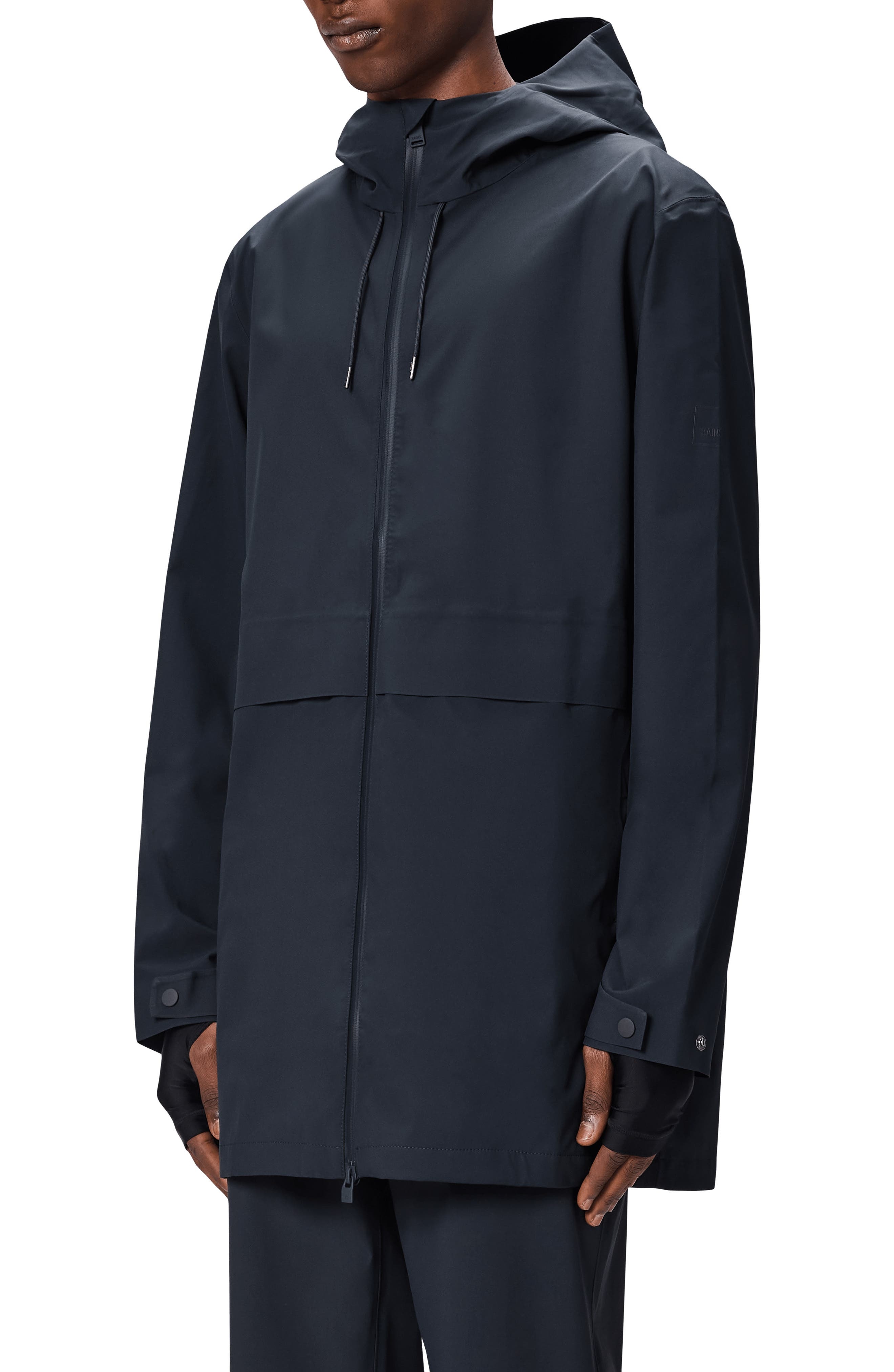 Rains Suva Hardshell Hooded Long Rain Jacket in Navy at Nordstrom - 3