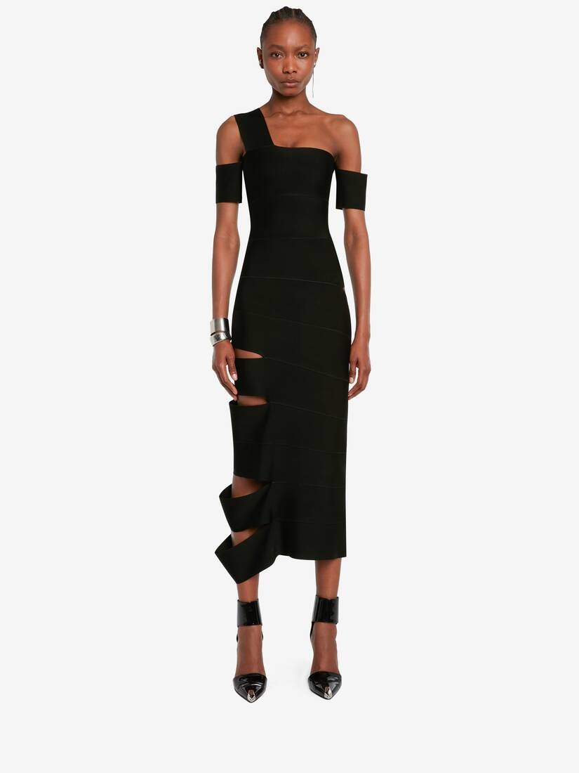 Women's Bandage Midi Dress in Black - 2