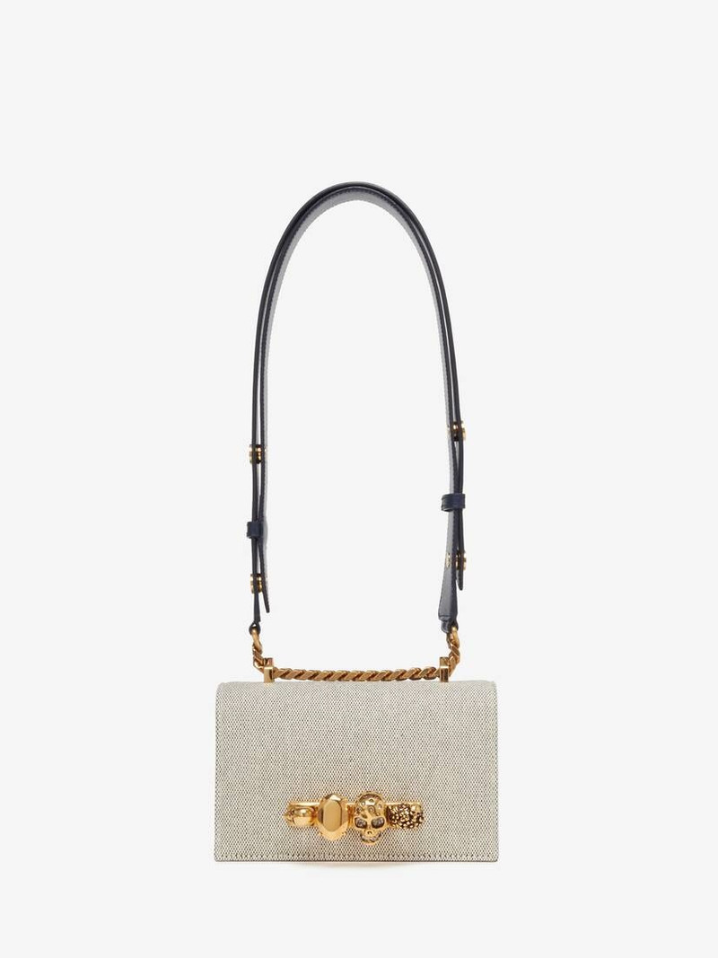 Alexander McQueen Women's The Biker Mini Jewelled Satchel in Grey/navy outlook