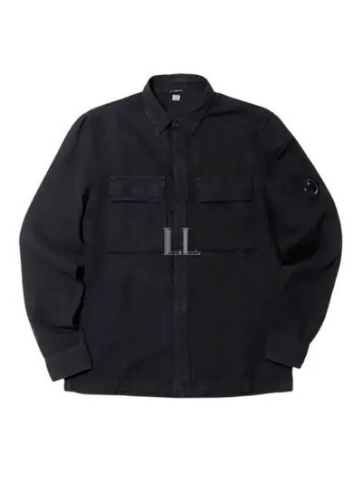 C.P. Company Broken Cotton Linen Lens Button Long-Sleeve Shirt Black outlook