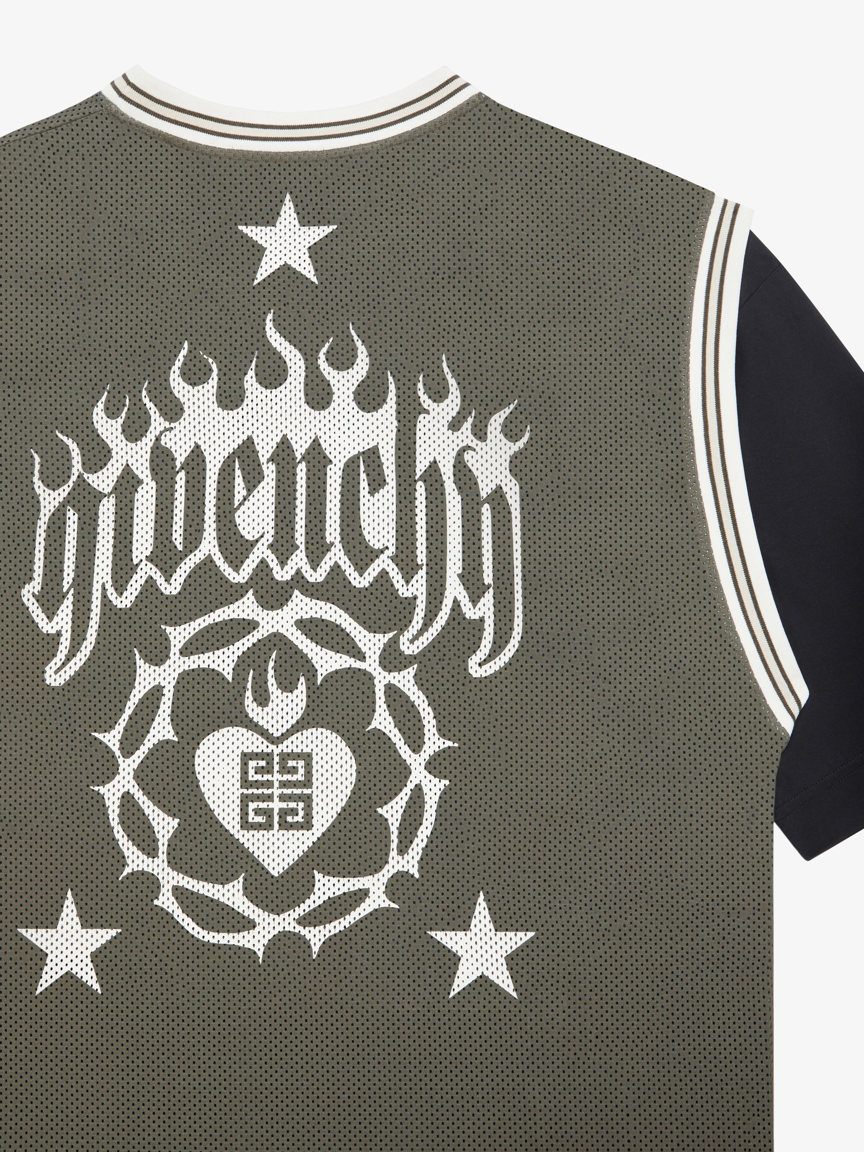GIVENCHY OVERLAPPED T-SHIRT IN MESH AND JERSEY - 5