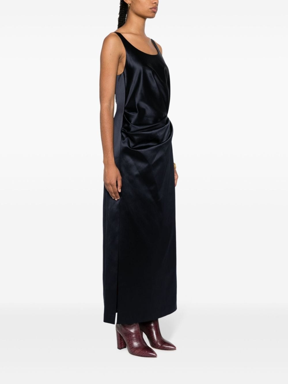 gathered silk dress - 3