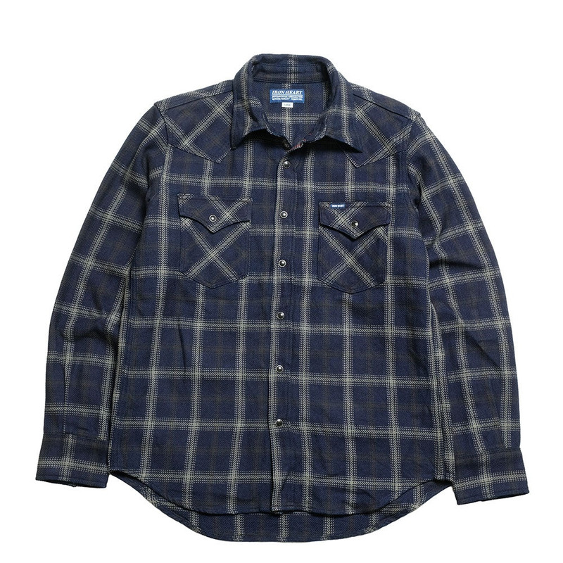Iron Heart INDIGO PLAID WESTERN SHIRT - IHSH-411 outlook