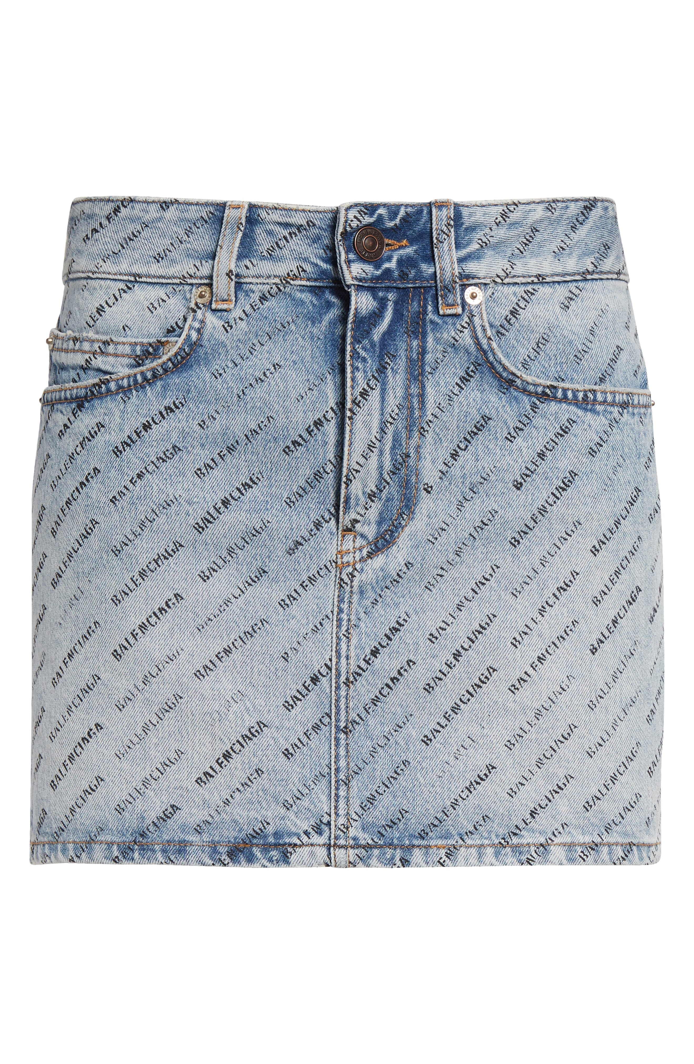 Logo Print Low Rise Denim Miniskirt - 6