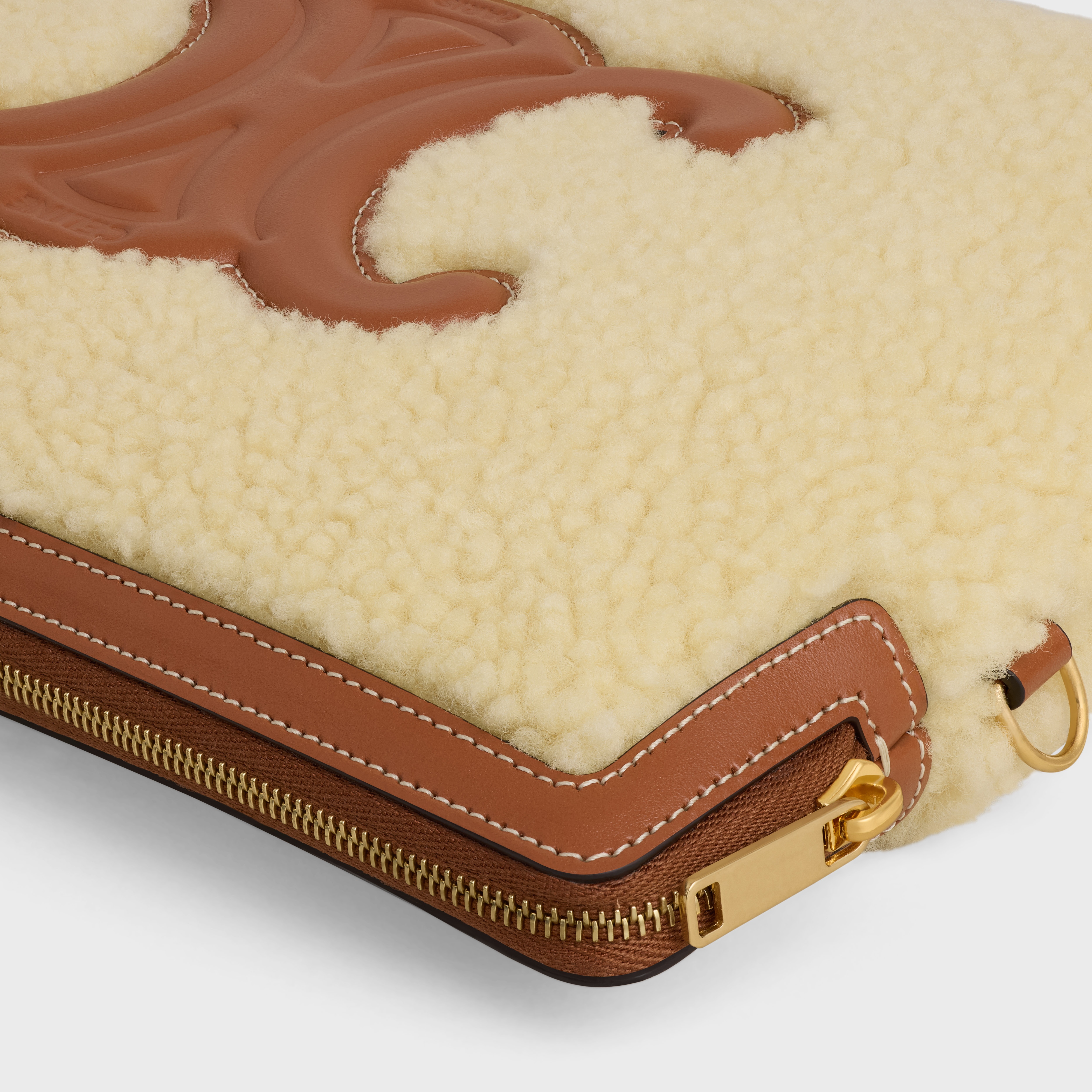 SMALL POUCH WITH STRAP in SHEARLING AND CALFSKIN - 5