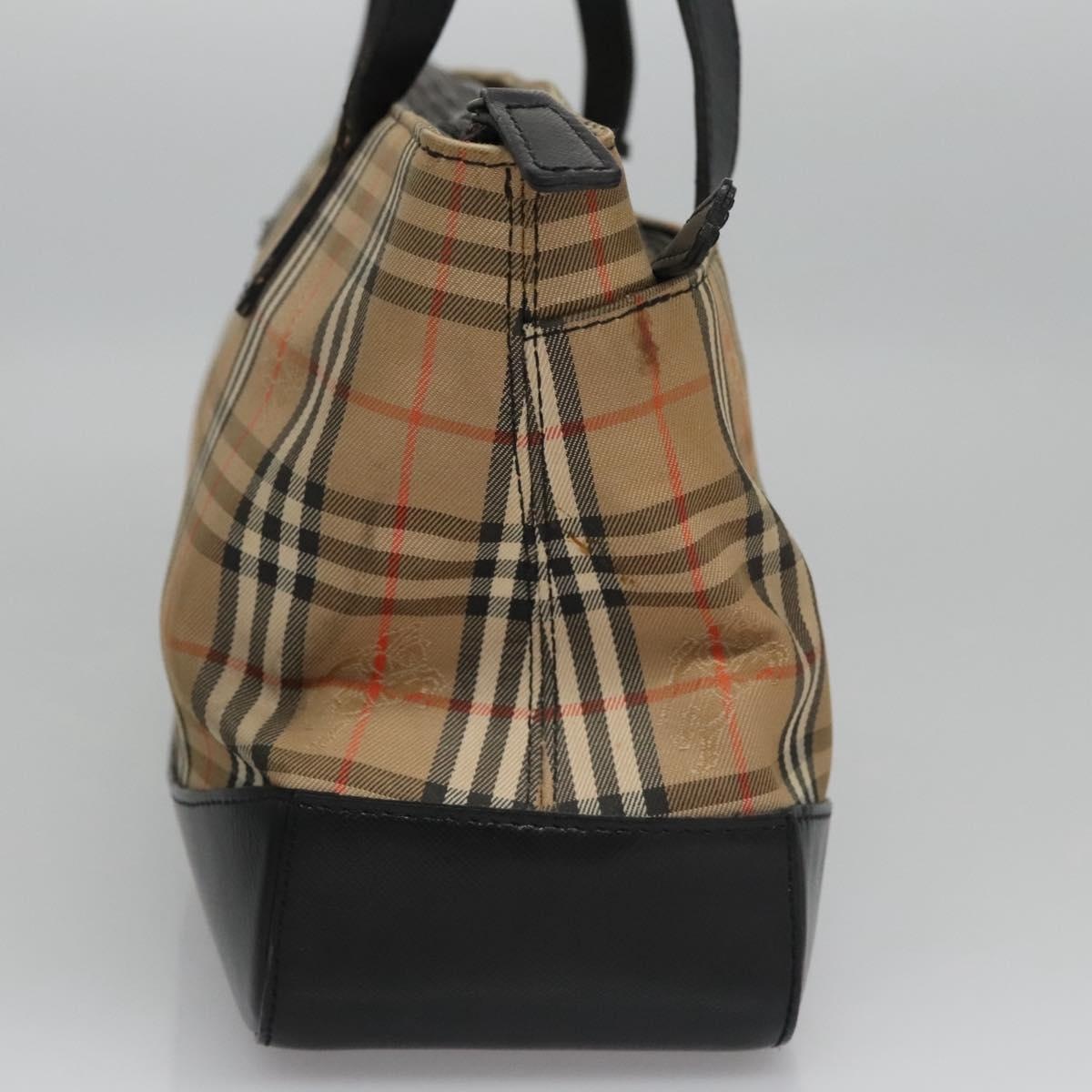 Burberry Nova Check Hand Bag Canvas Leather Beige Black Gold - 5