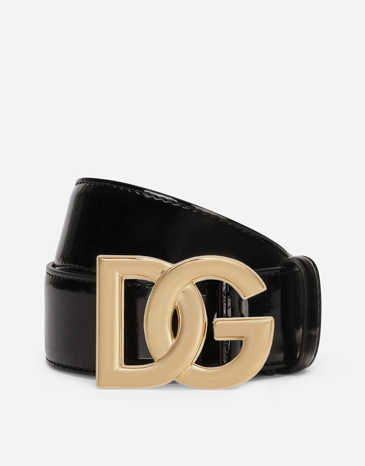 Patent leather belt with DG logo - 1