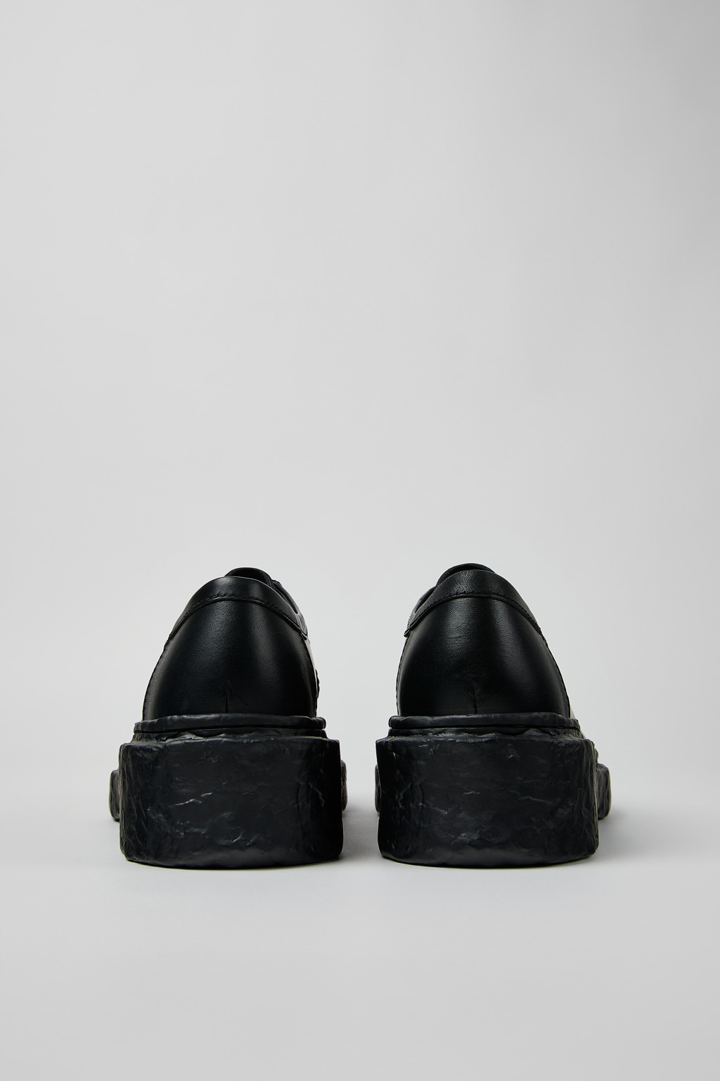 Black Leather Lace-Up Shoes - 3