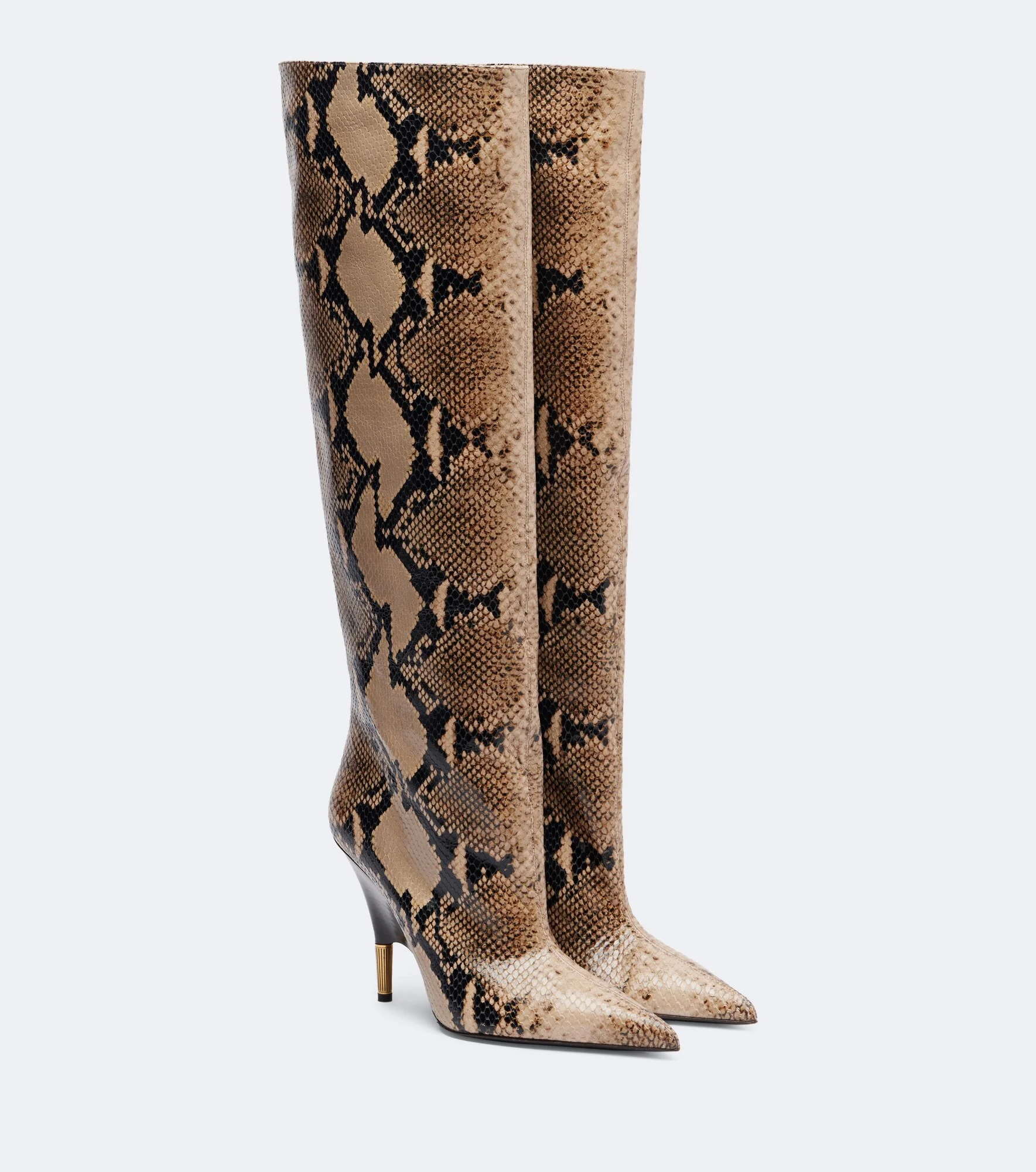Bella snake-effect leather knee-high boots - 1