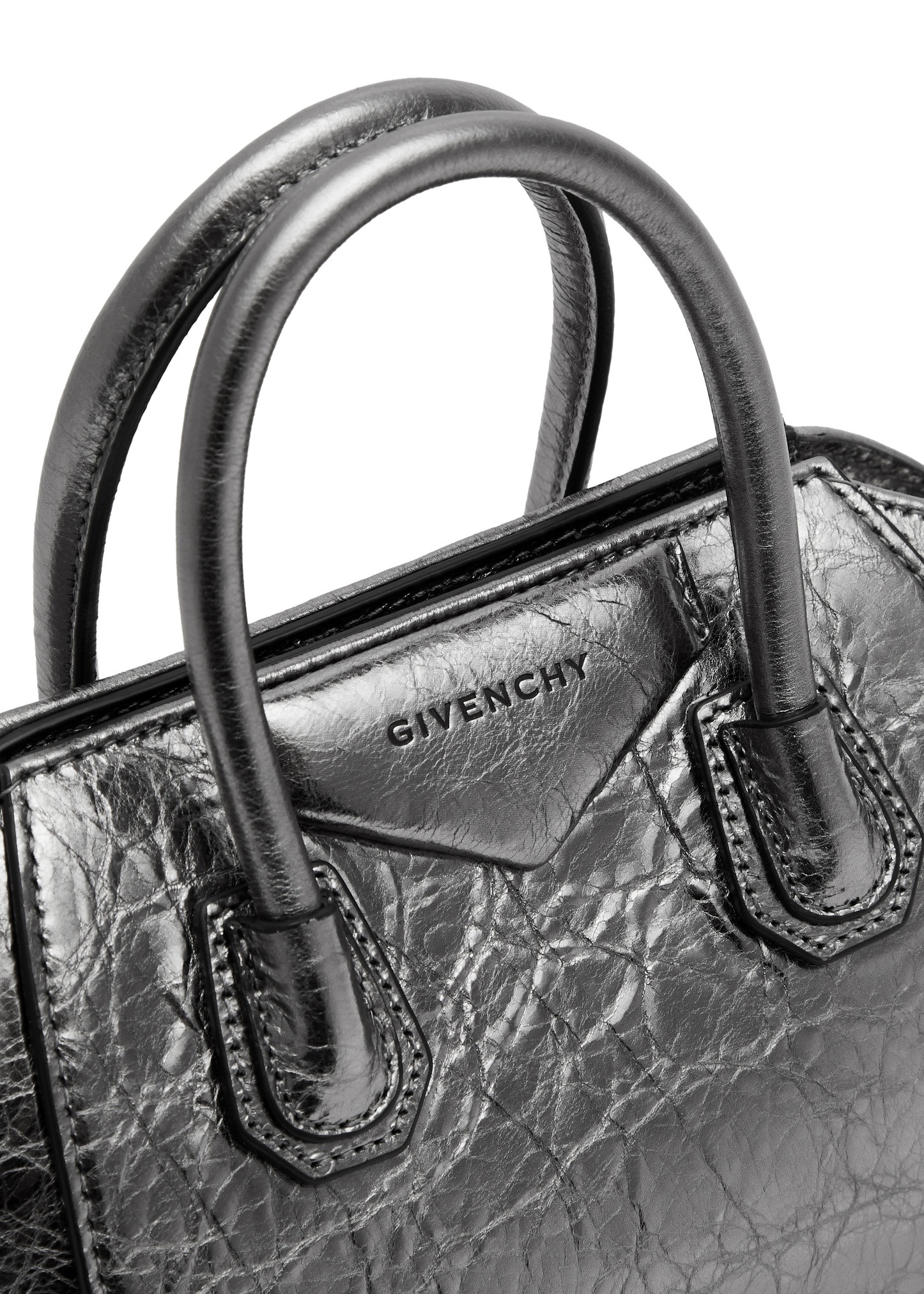 Antigona Toy metallic leather top handle bag - 3