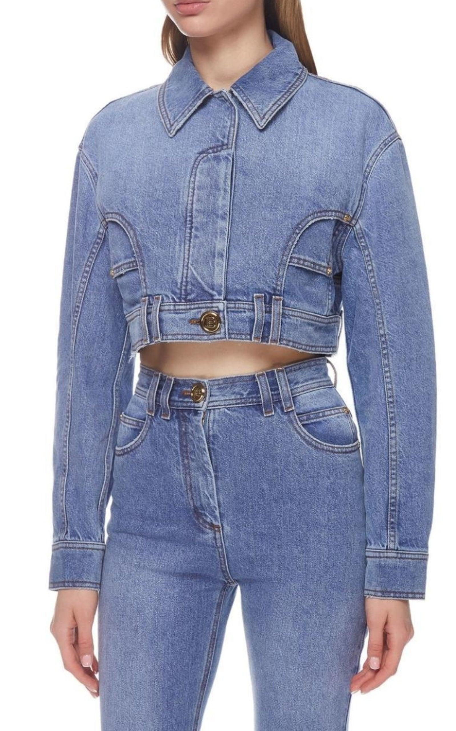 Cropped Denim Jacket - 2