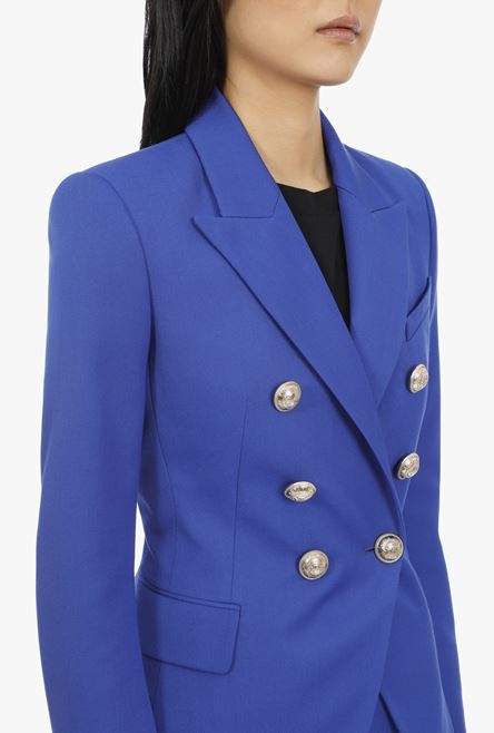 “Gitane” blue cotton blazer with double-breasted gold-tone buttoned closure - 8