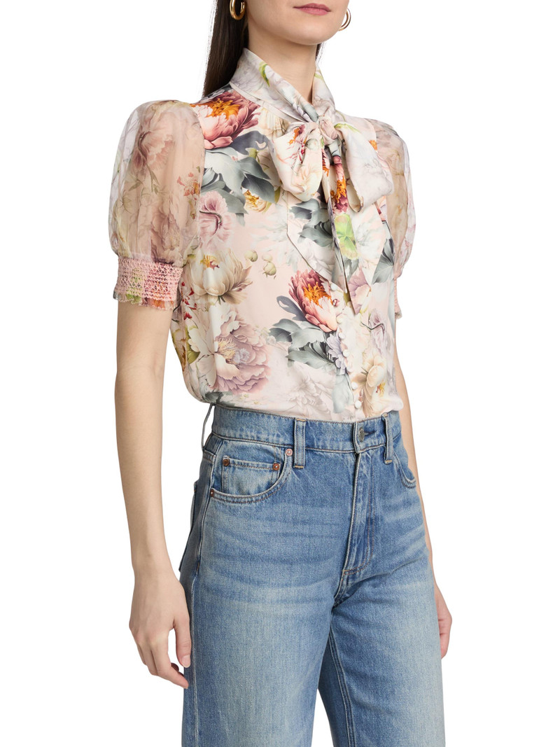 Women's Brentley Floral Tieneck Blouse - Sweet Peony 4