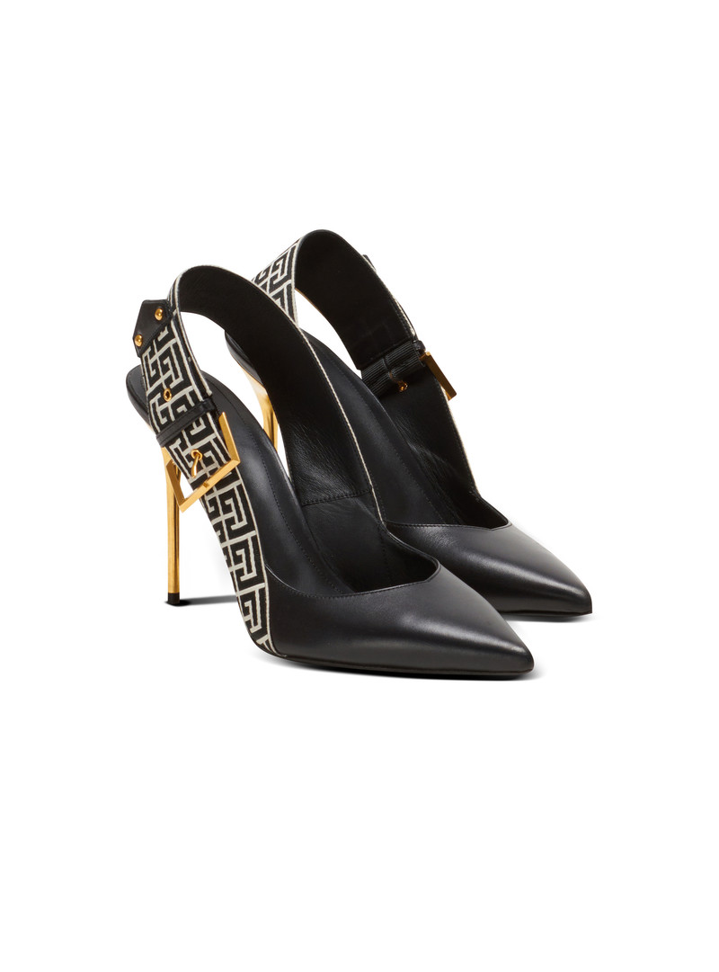 Ruby monogrammed leather slingbacks 2