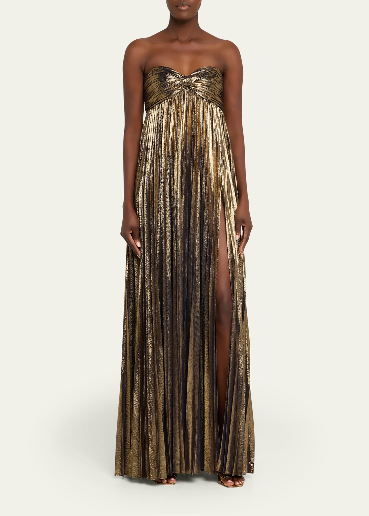 Zoa Strapless Lamé Twisted-Bodice Gown - 2