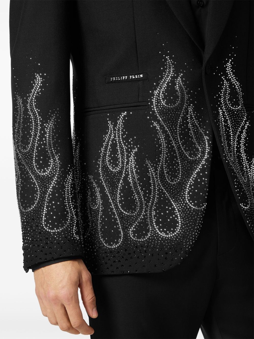 rhinestone-flame embellished blazer - 5