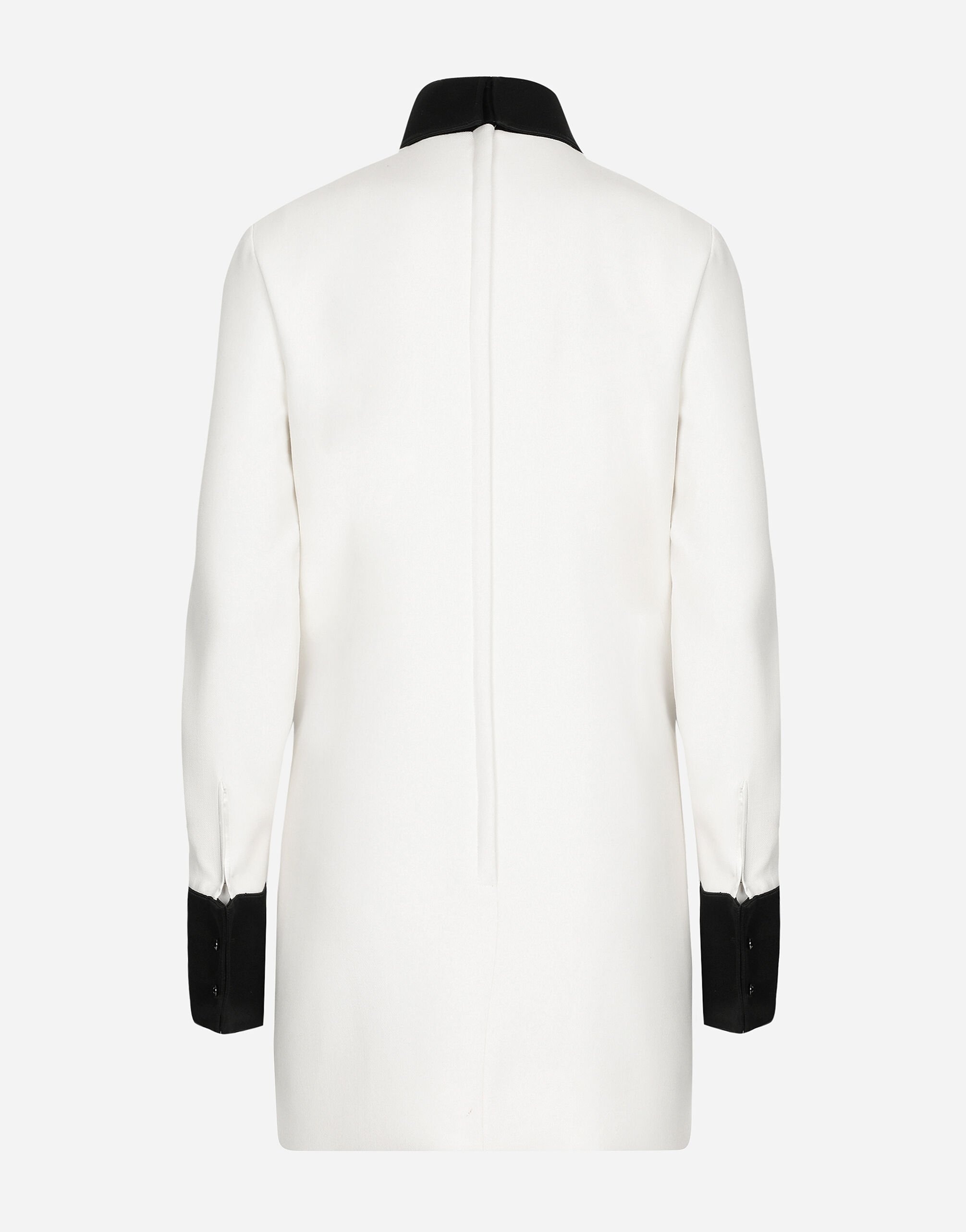 Short woolen dress with satin details - 2
