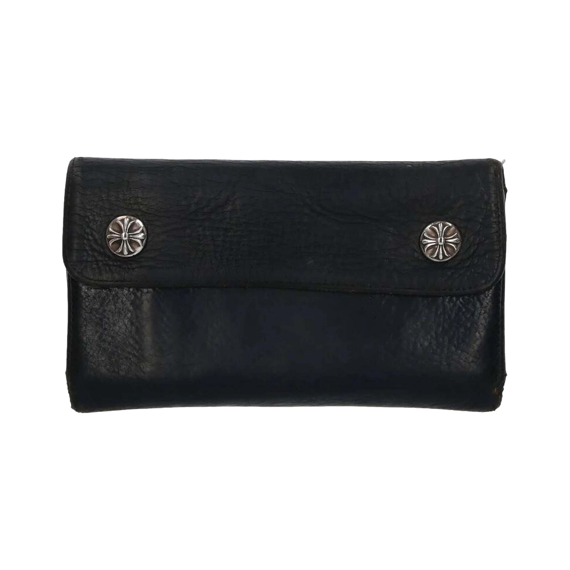 Chrome Hearts Cross Ball Button Leather Wallet 'Black' - 1