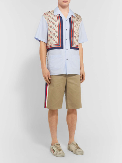 GUCCI Webbing-Trimmed Cotton-Twill Bermuda Shorts outlook