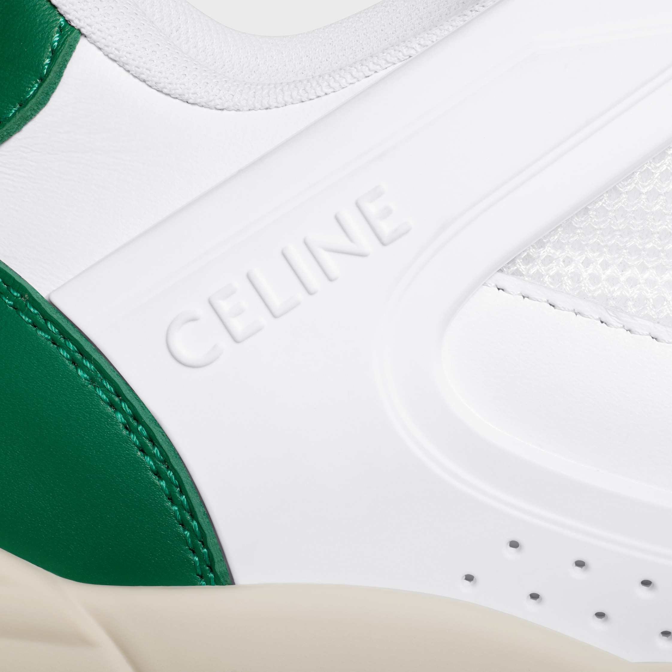CELINE TRAINER CT-09 LOW LACE-UP SNEAKER IN CALFSKIN AND MESH - 5