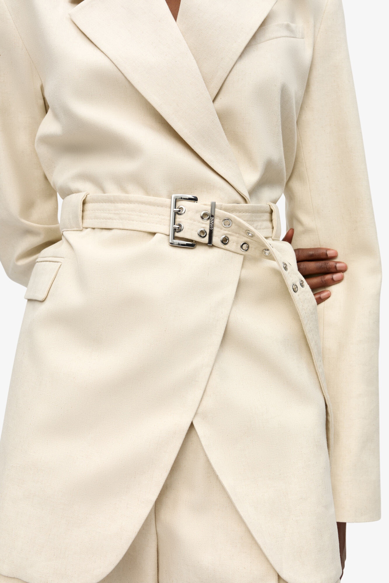 OFF-WHITE COTTON MELANGE TAILORING BLAZER - 6