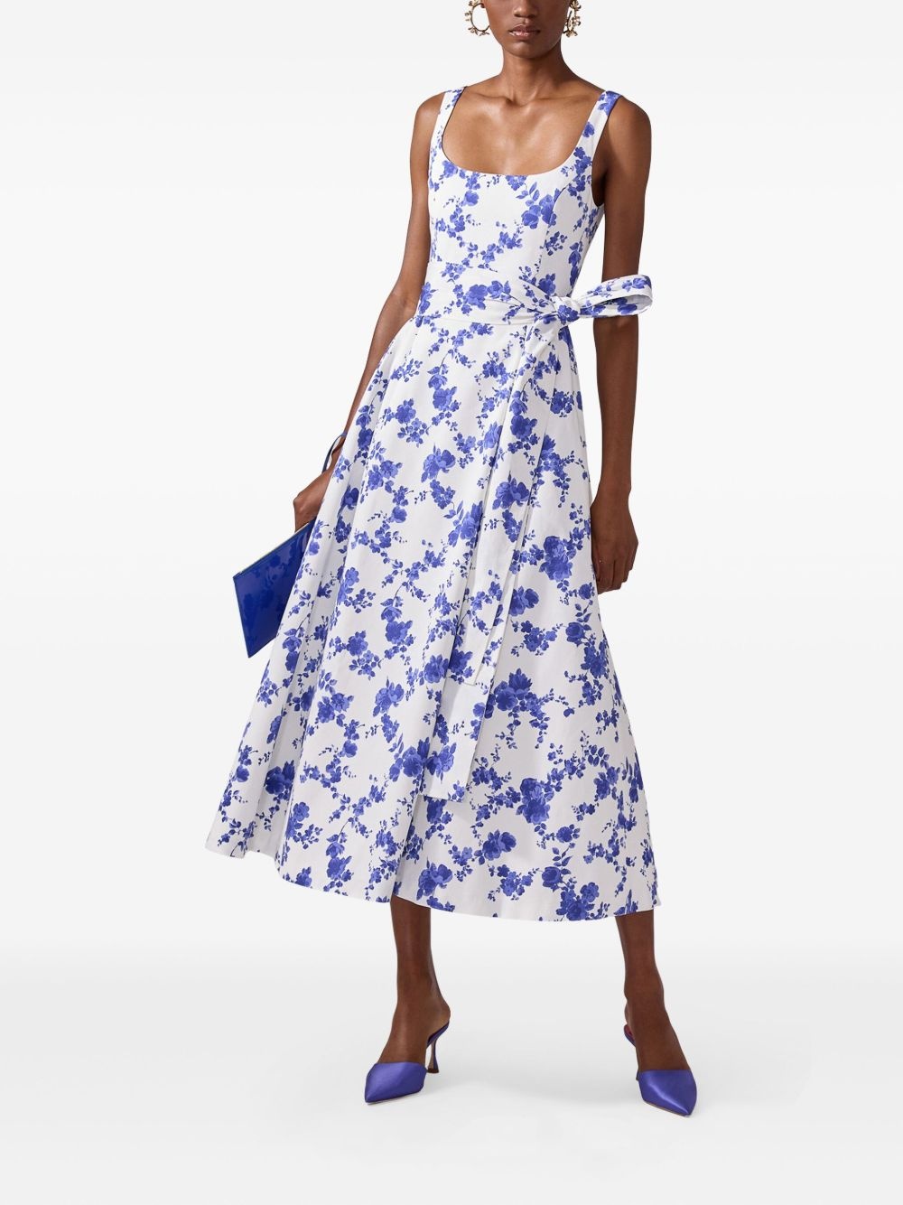 floral-print tied-waist dress - 2